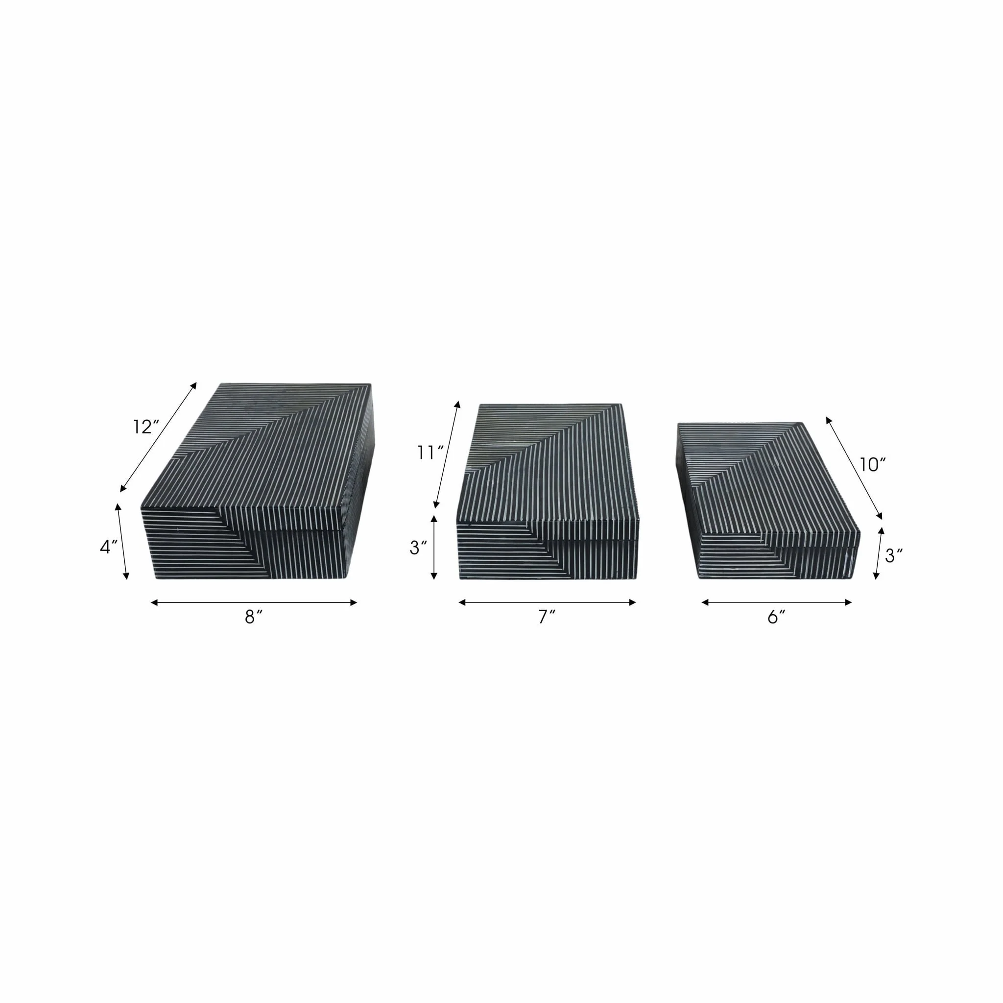 Resin, S/3 10/11/12" Pinstripe Boxes, Navy - Image 6