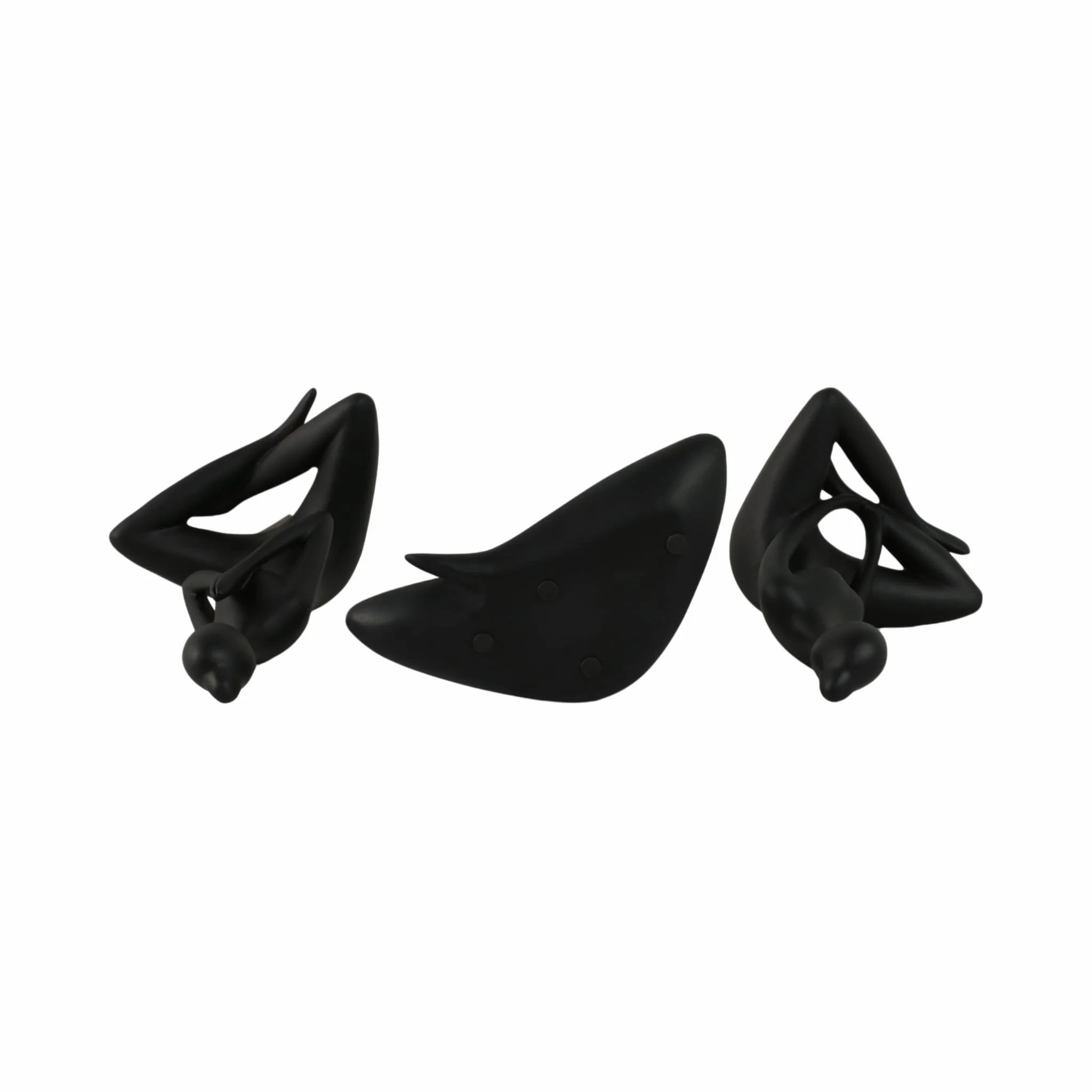 Resin, S/3 10"h Yoga Ladies, Black - Image 6