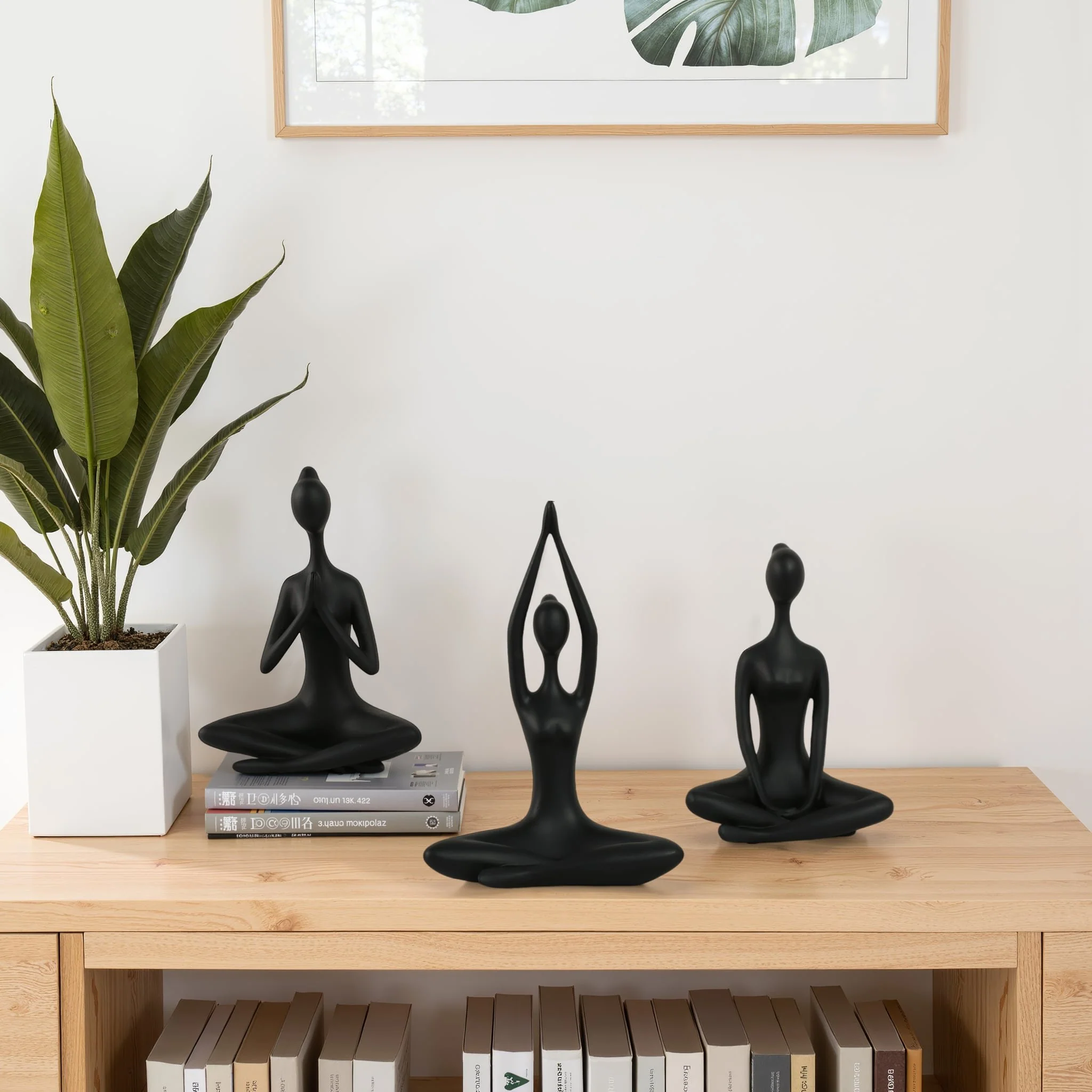 Resin, S/3 10"h Yoga Ladies, Black - Image 9