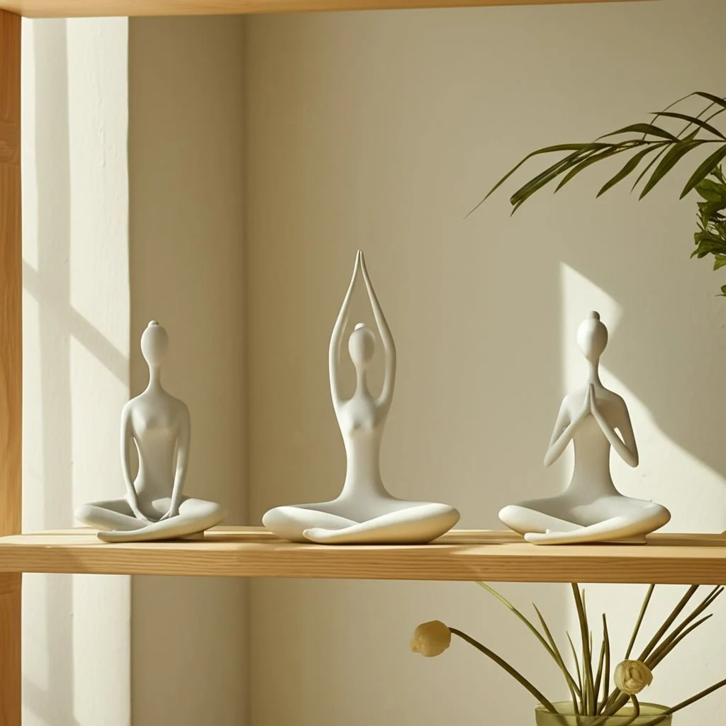 Resin, S/3 10"h Yoga Ladies, Wht - Image 11