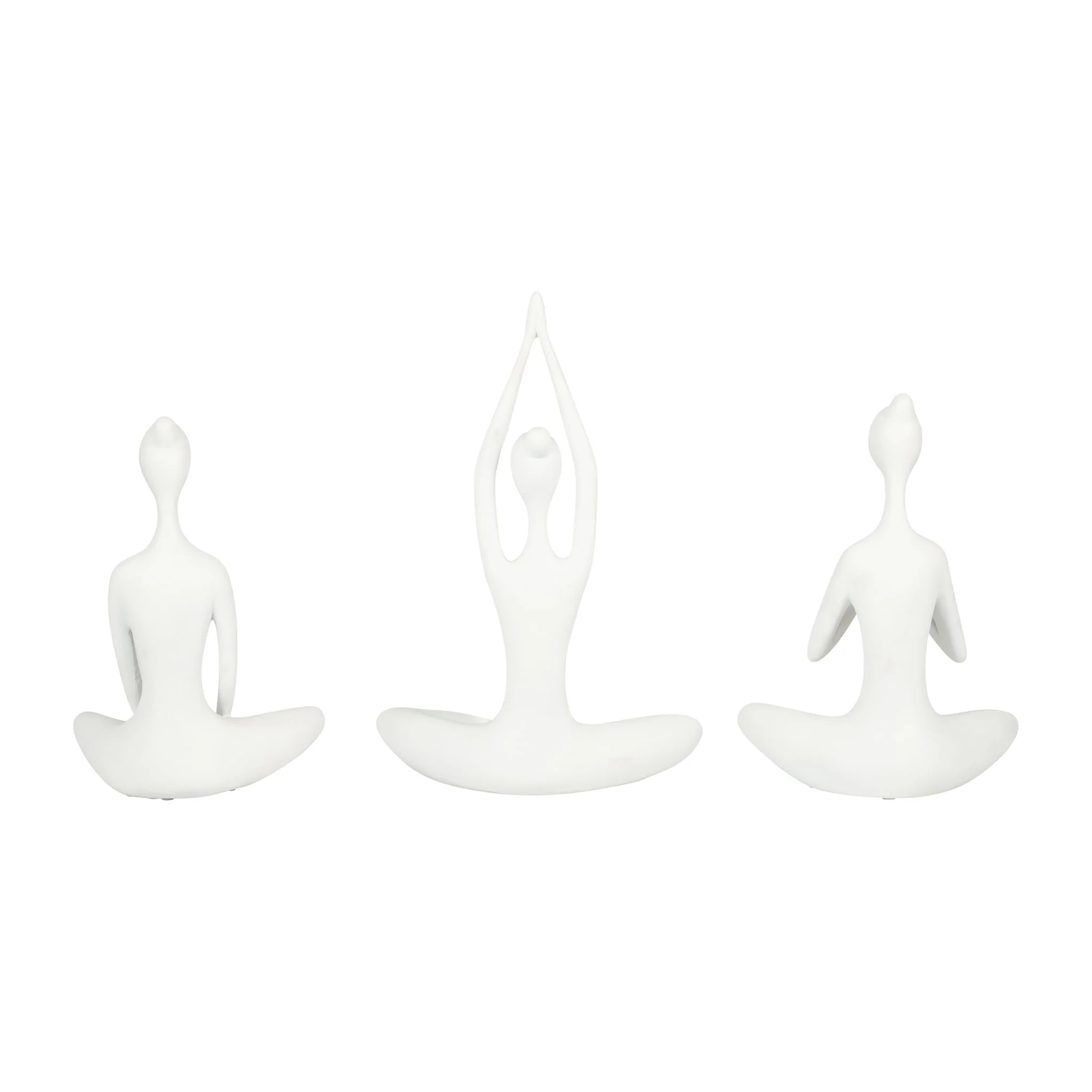 Resin, S/3 10"h Yoga Ladies, Wht - Image 4