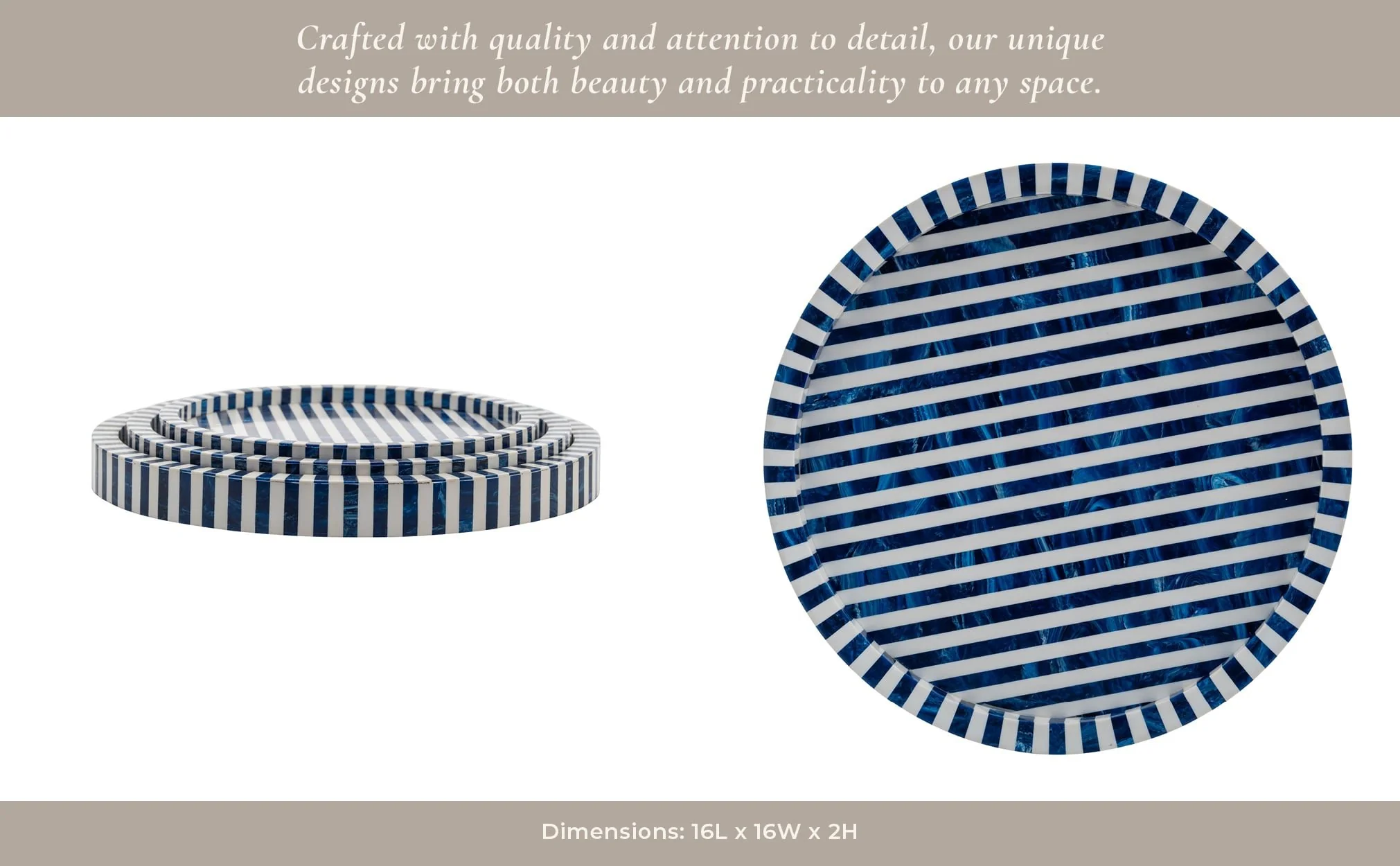 Resin, S/3 12/14/16" Round Trays Blue - Image 13