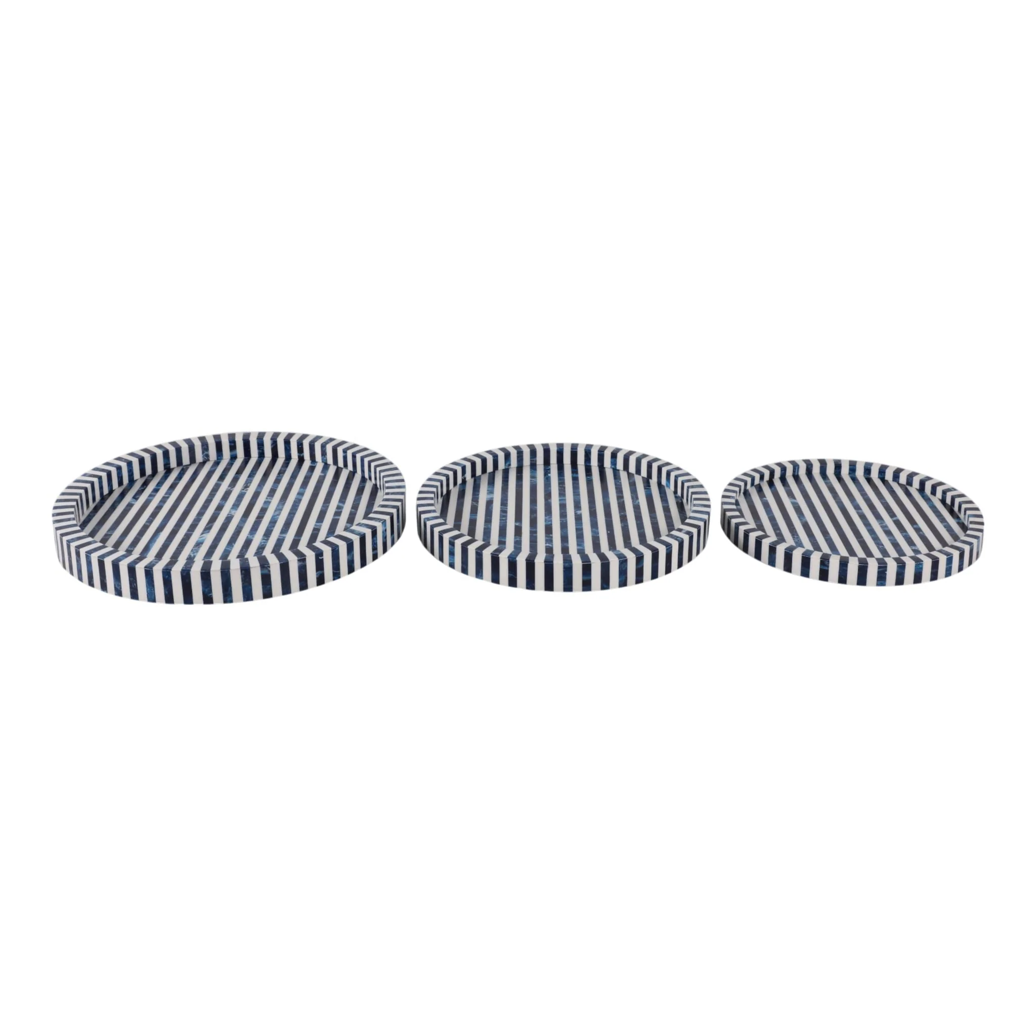 Resin, S/3 12/14/16" Round Trays Blue - Image 4