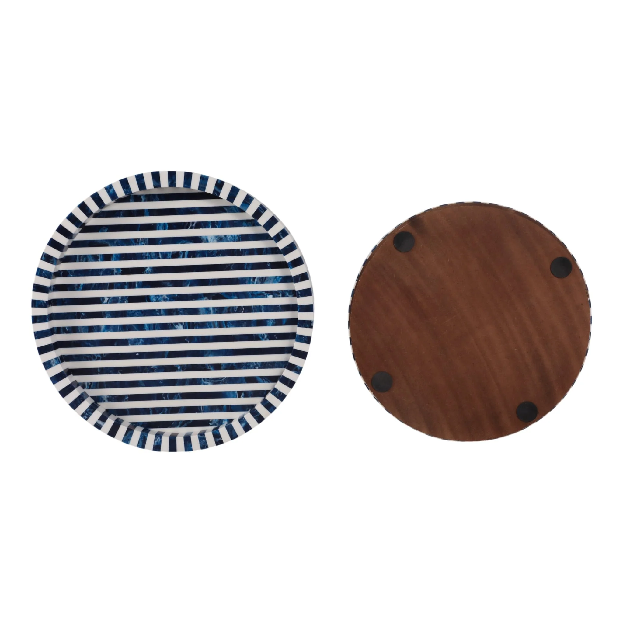 Resin, S/3 12/14/16" Round Trays Blue - Image 6