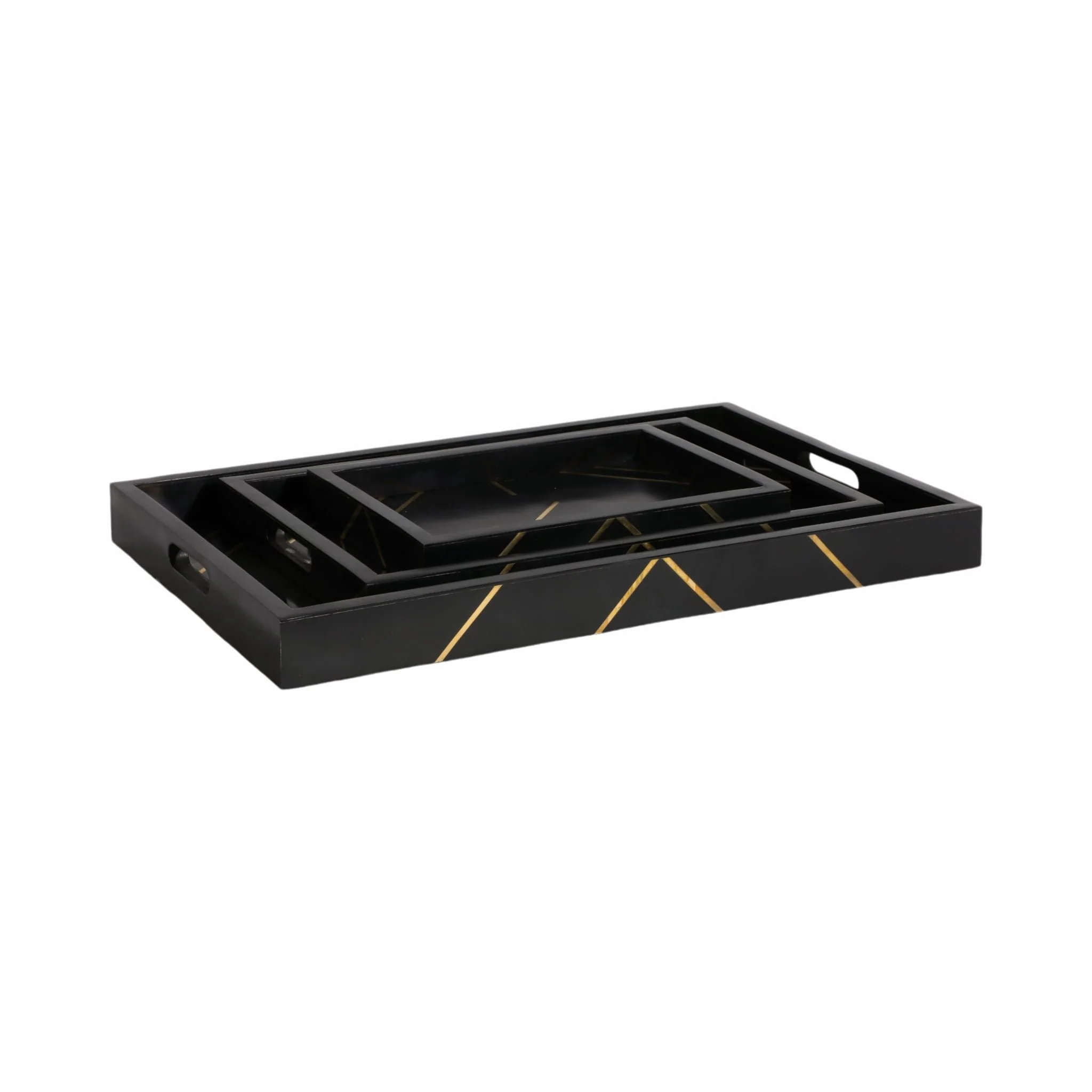Resin,s/3 13/18/24",brss Inlay Rectangle Tray,blk - Image 2
