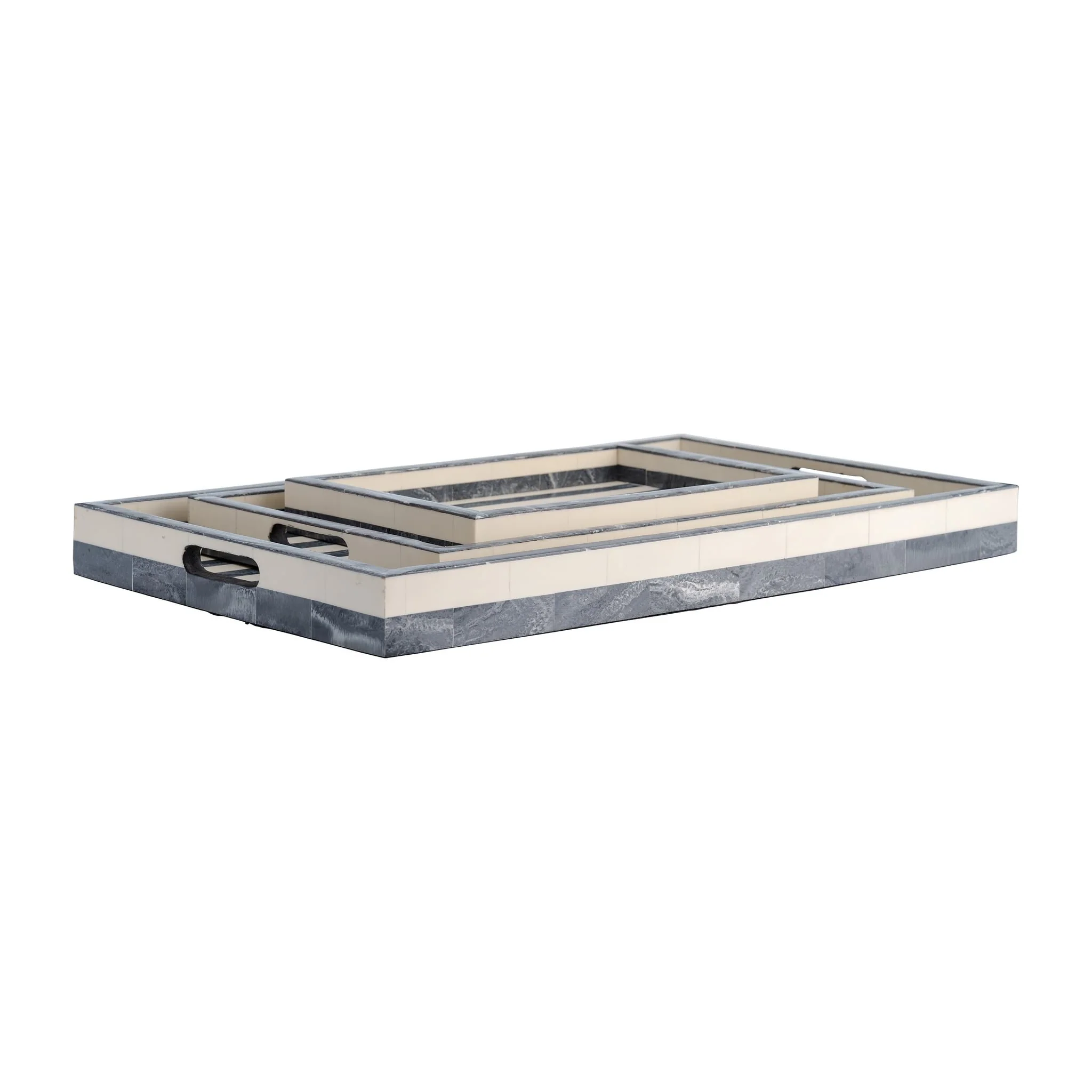 Resin, S/3 13/18/24" Stripe Lines Trays, Bl - Image 2