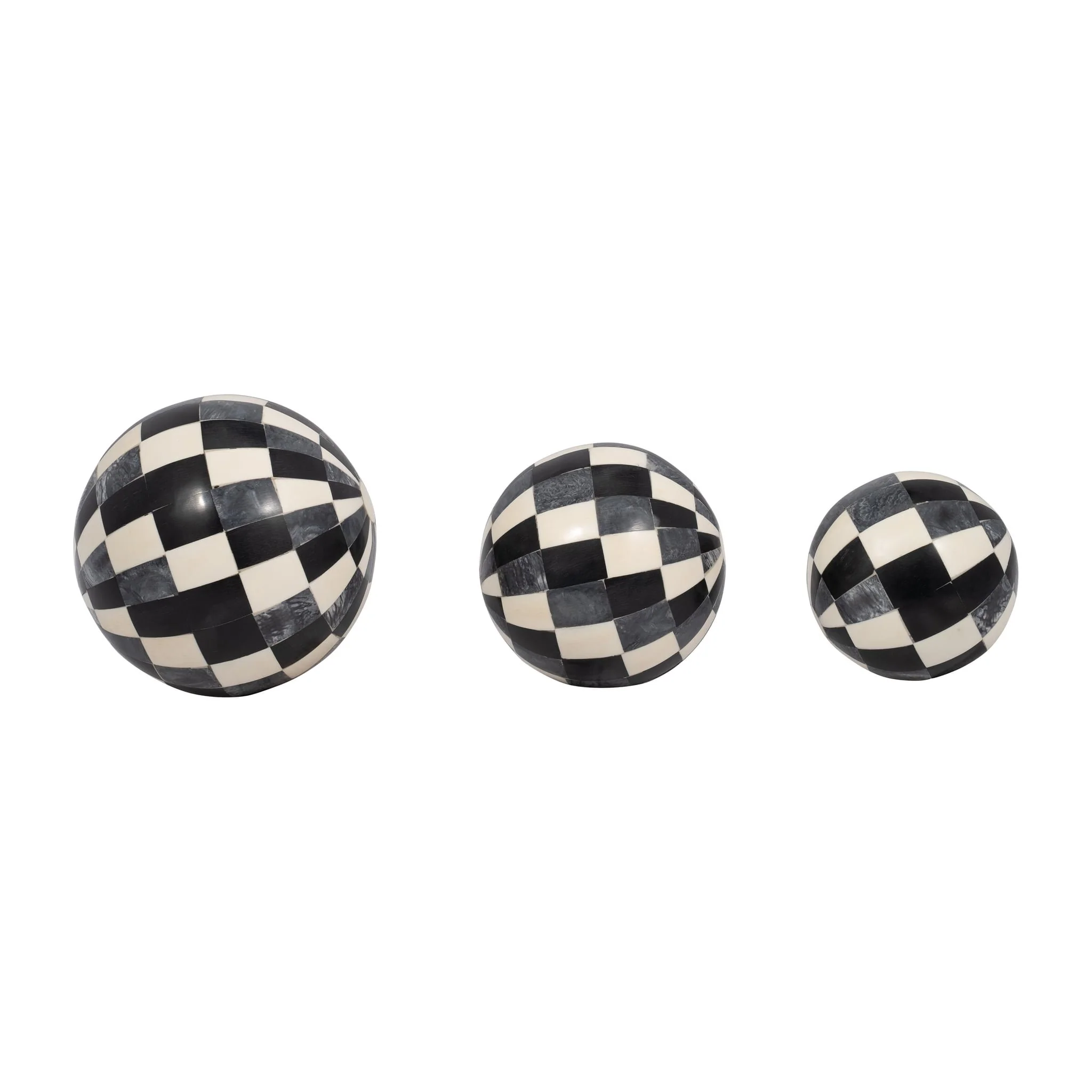 Resin, S/3 4/5/6" Checkered Orbs, Multi - Image 2