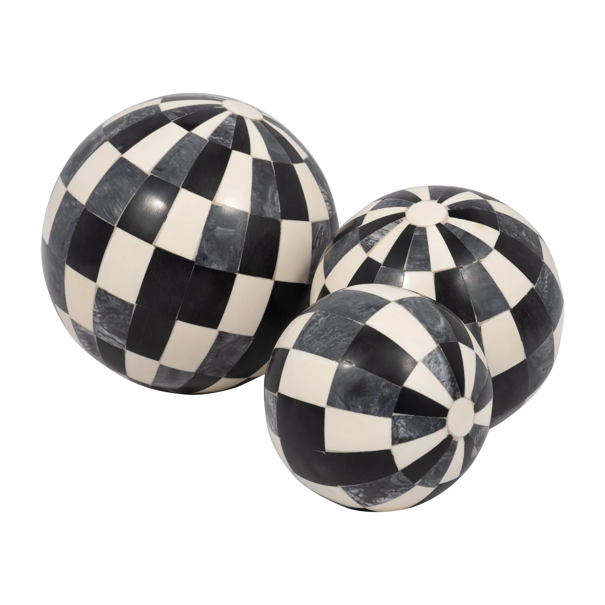 Resin, S/3 4/5/6" Checkered Orbs, Multi - Image 4