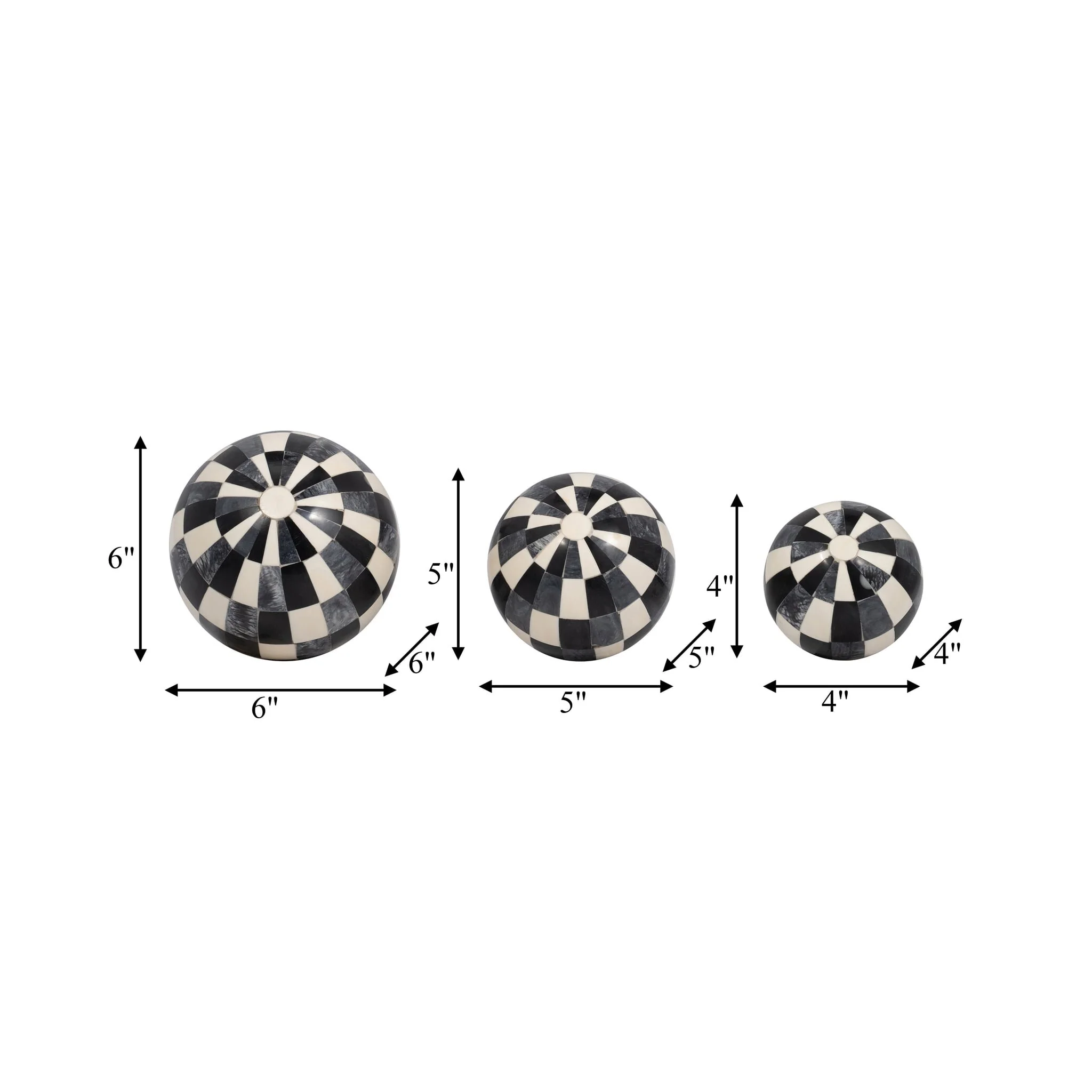 Resin, S/3 4/5/6" Checkered Orbs, Multi - Image 8