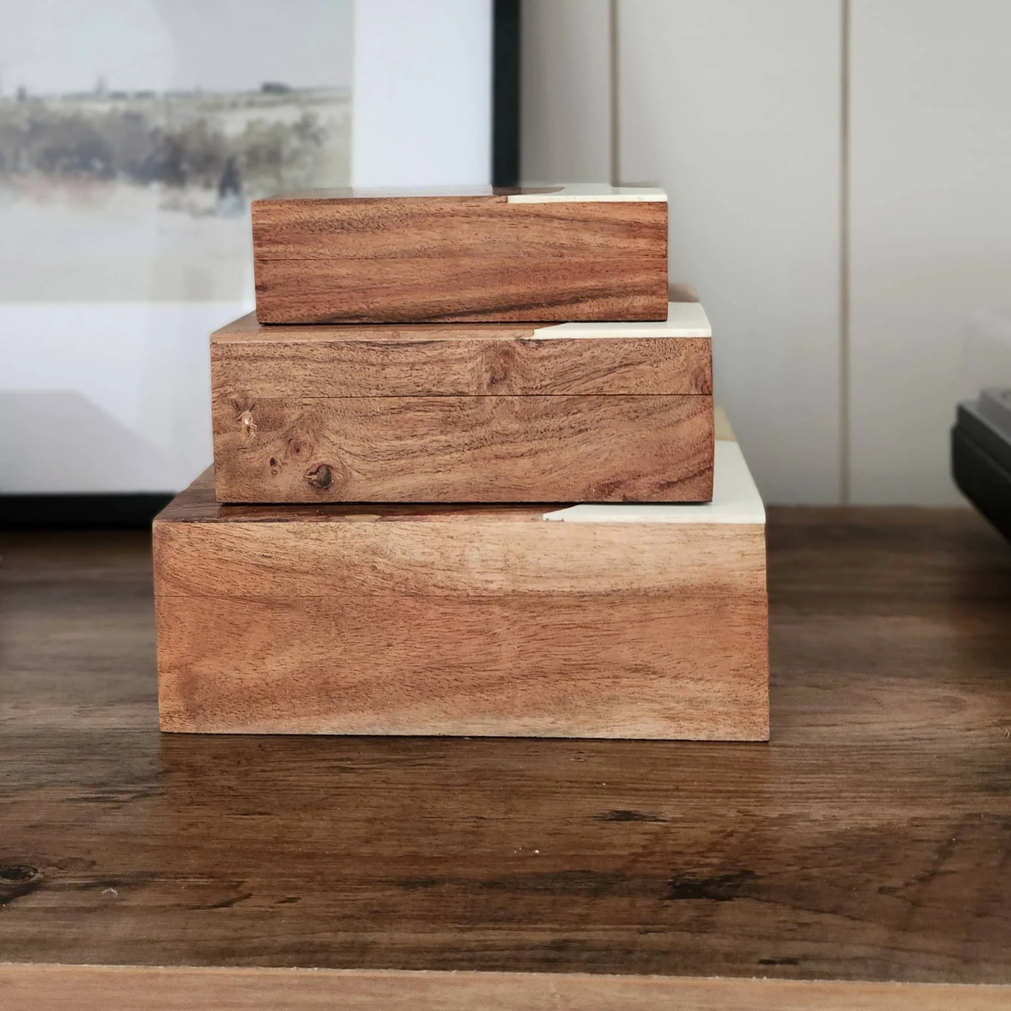 Resin, S/3 6/7/9" Mid-century Boxes, Multi - Image 12