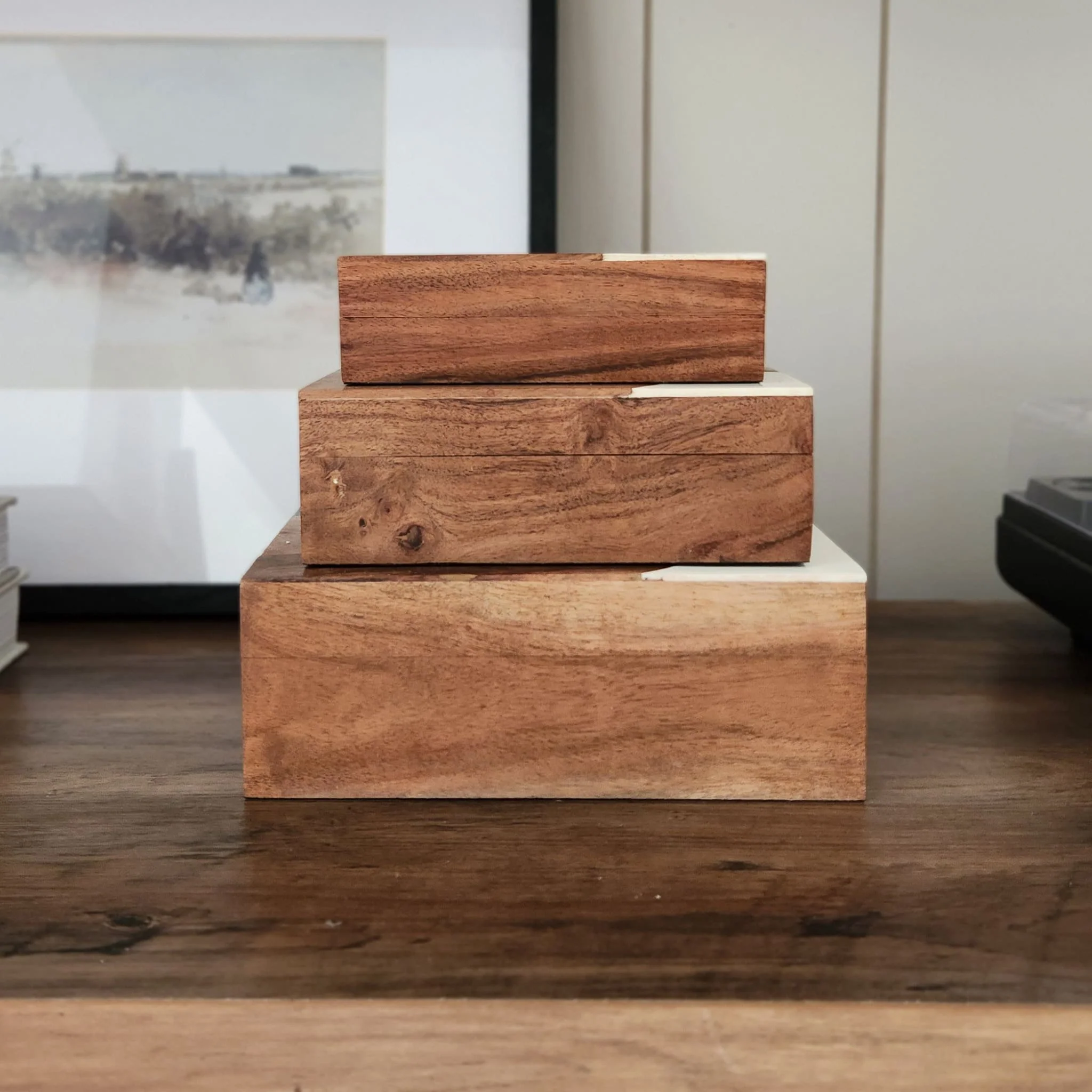Resin, S/3 6/7/9" Mid-century Boxes, Multi - Image 13