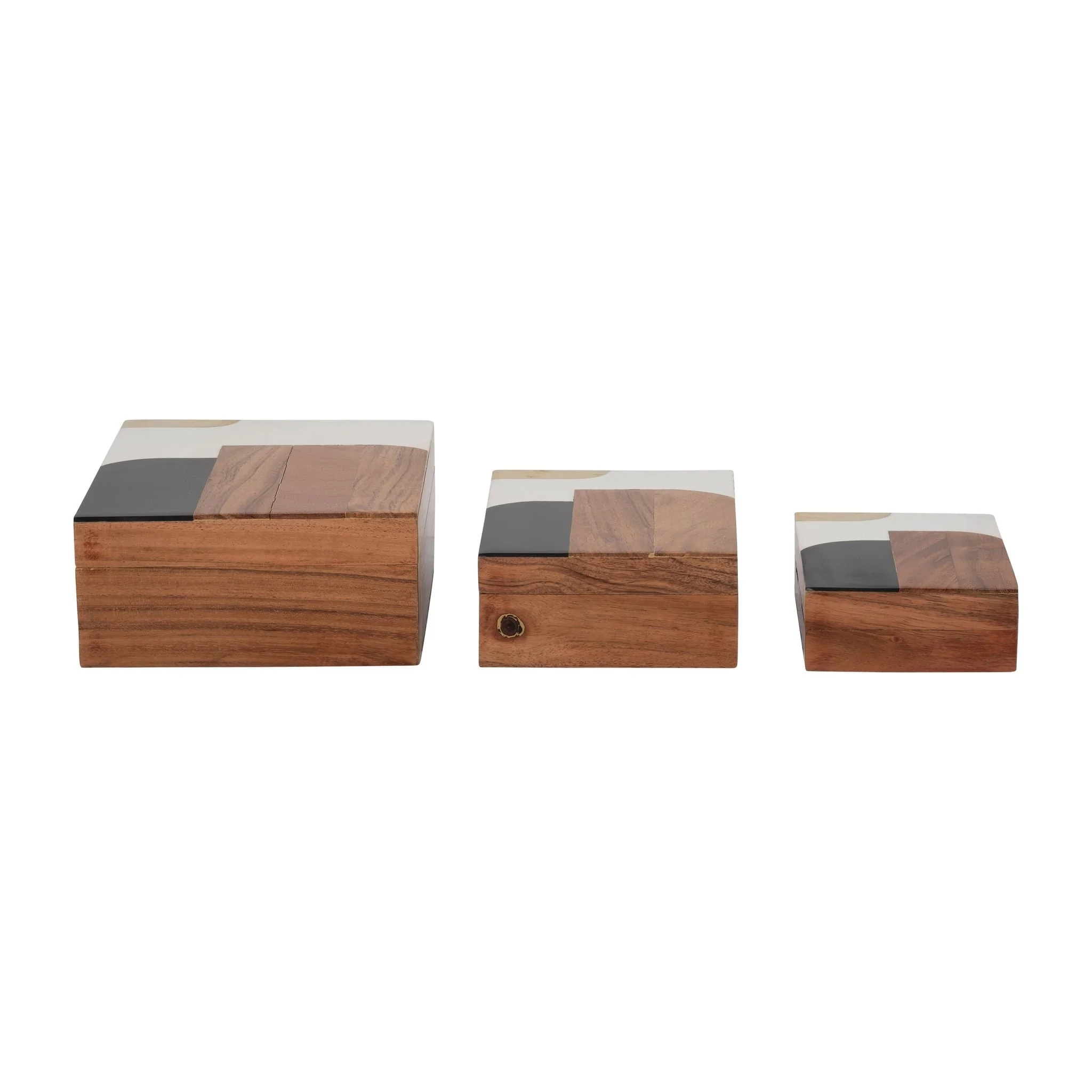 Resin, S/3 6/7/9" Mid-century Boxes, Multi - Image 3