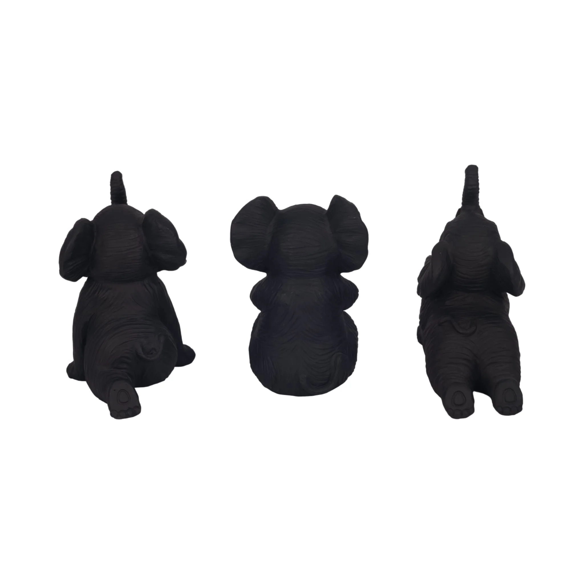 Resin S/3 6" Stone Look Yoga Elephant, Antique Blk - Image 4