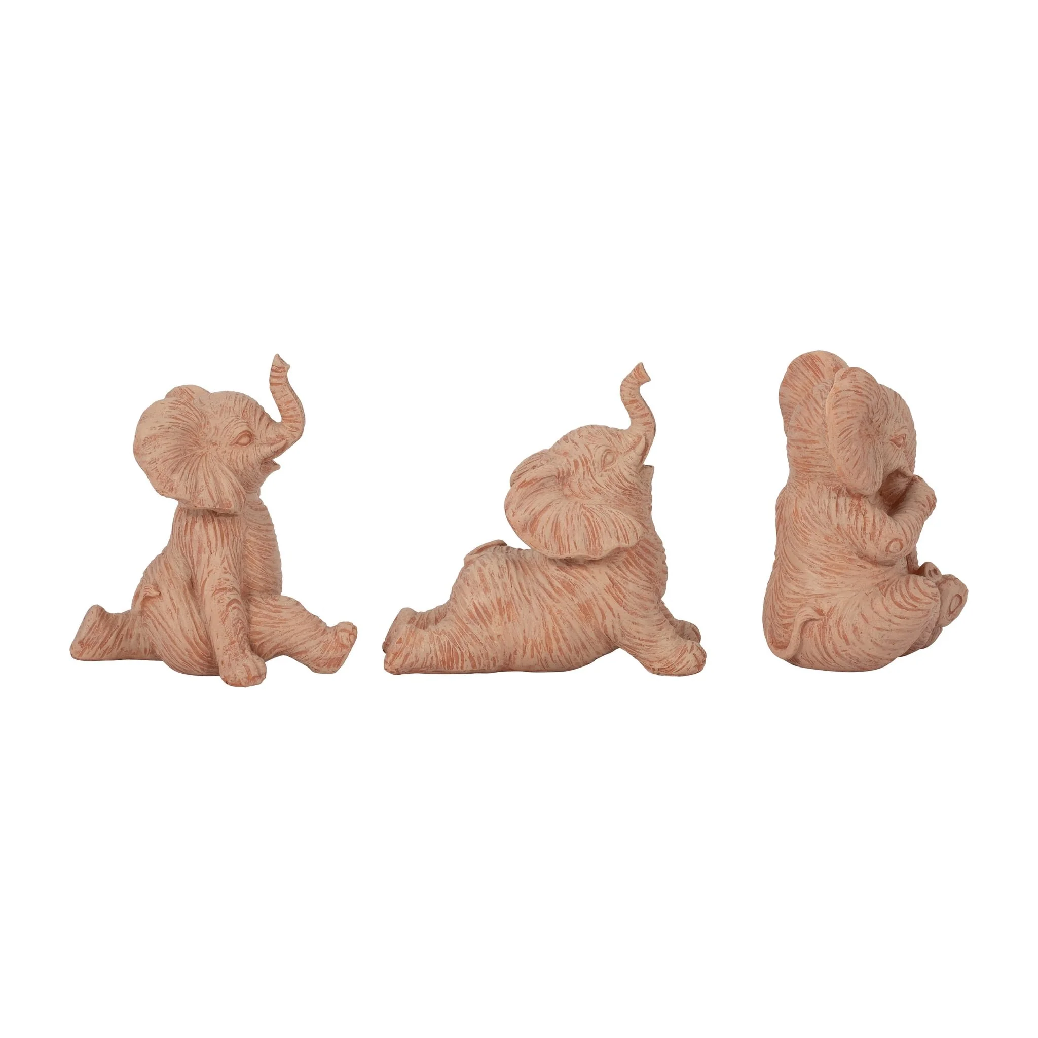 Resin, S/3 6" Stone Look Yoga Elephant, Natural - Image 3