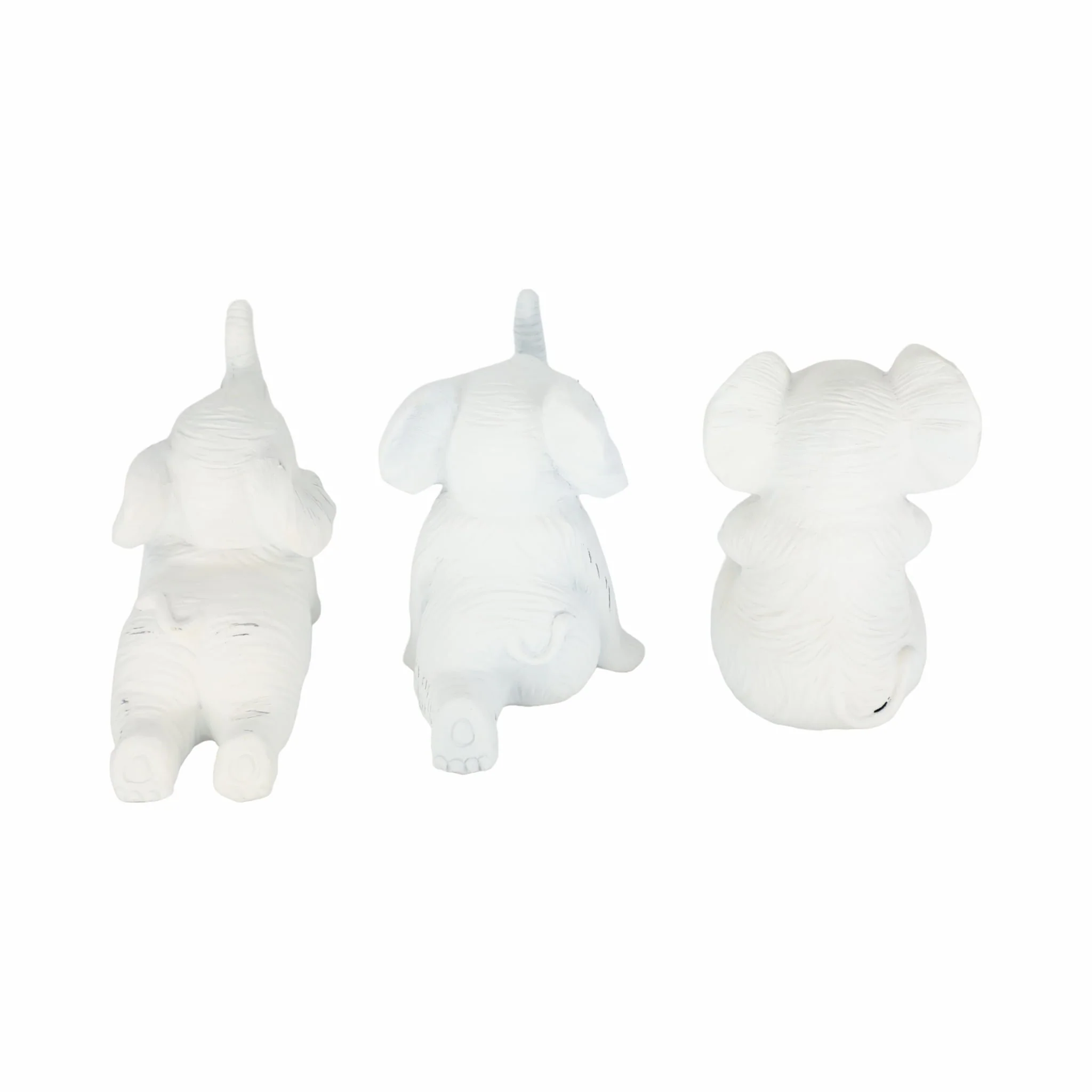 Resin, S/3 6" Stone Look Yoga Elephant, White - Image 4