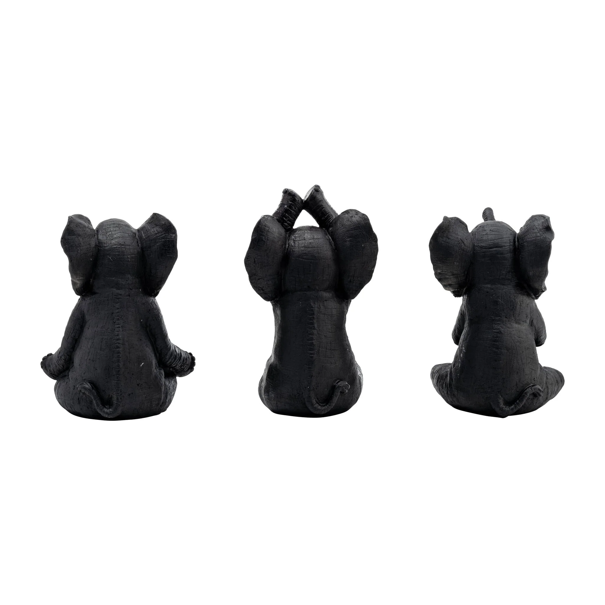 Resin, S/3, 8"h, Yoga Elephants, Blk - Image 4