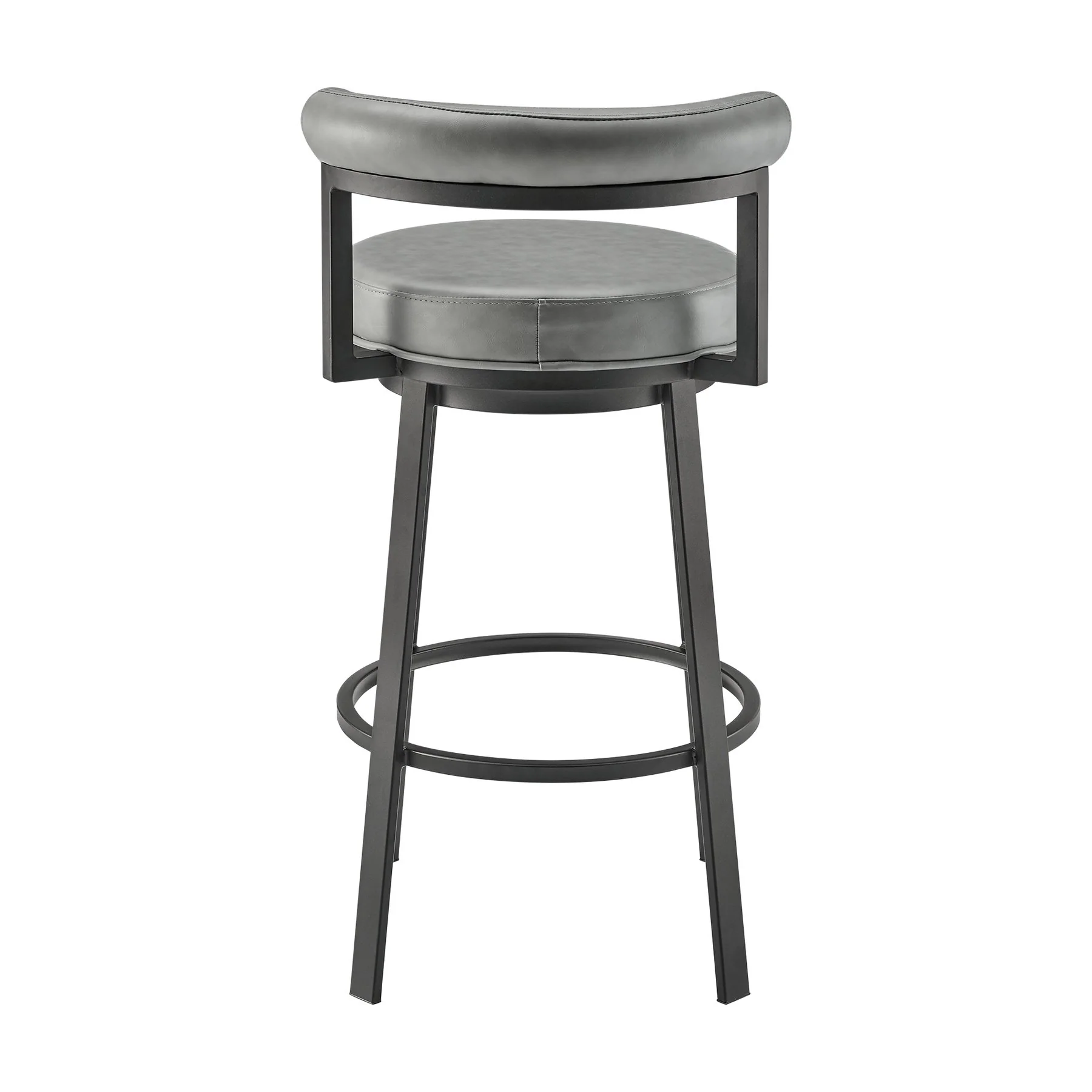 Reuben Swivel Counter or Bar Stool in Black Finish with Gray Faux Leather - Image 5