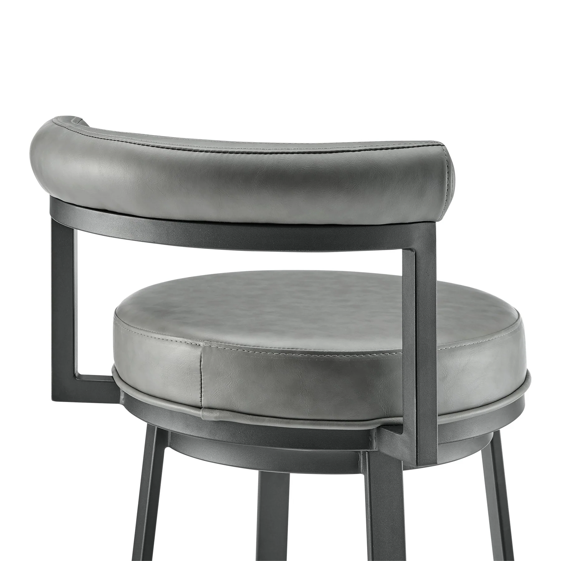 Reuben Swivel Counter or Bar Stool in Black Finish with Gray Faux Leather - Image 7