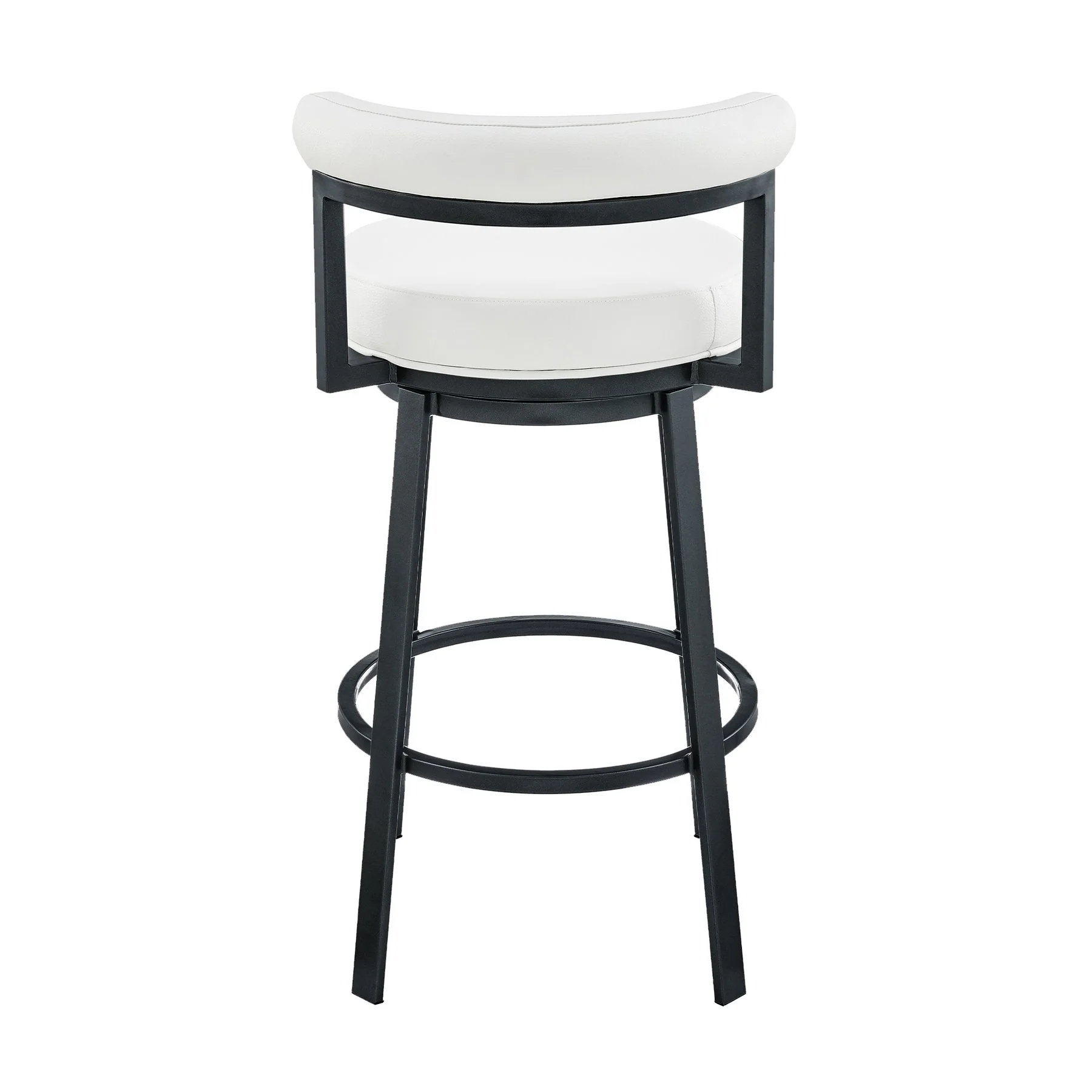 Reuben Swivel Counter or Bar Stool in Cloud Finish with White Faux Leather - Image 5
