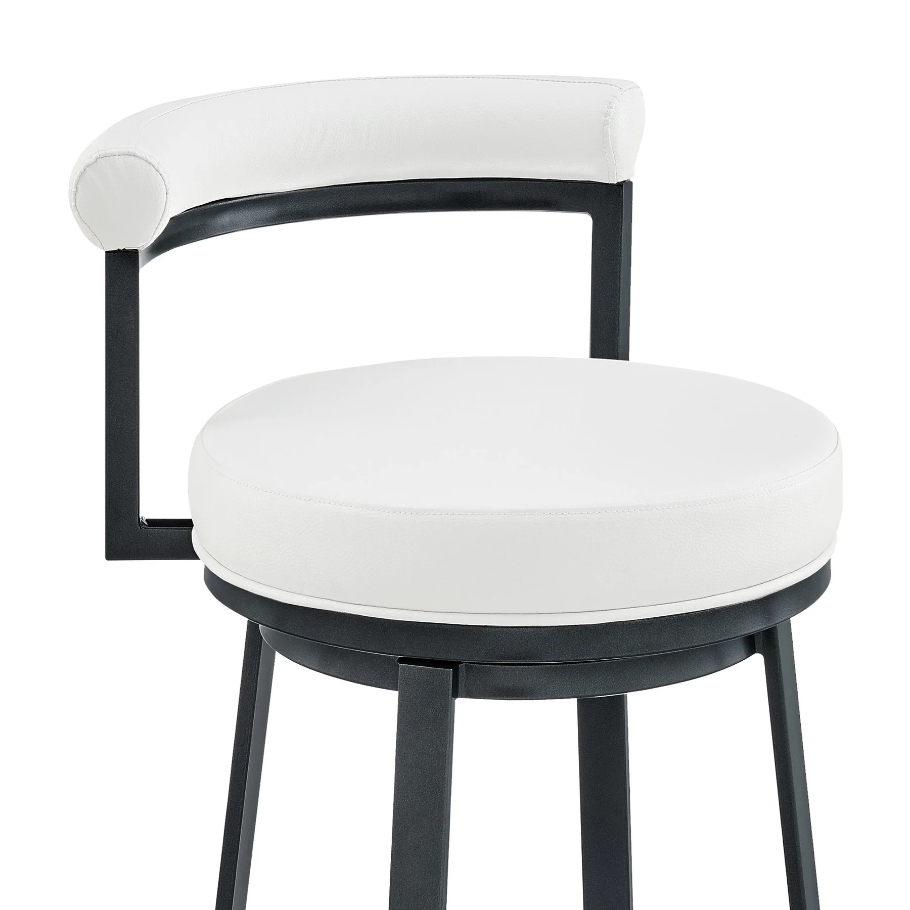 Reuben Swivel Counter or Bar Stool in Cloud Finish with White Faux Leather - Image 6