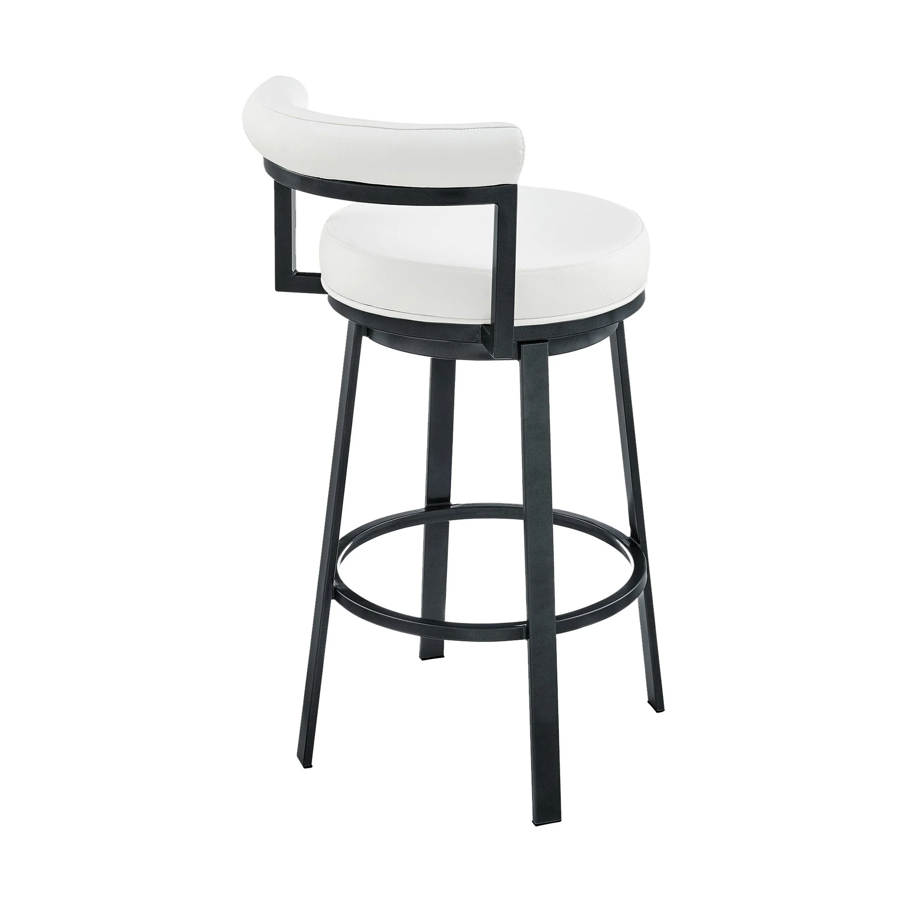 Reuben Swivel Counter or Bar Stool in Cloud Finish with White Faux Leather - Image 4