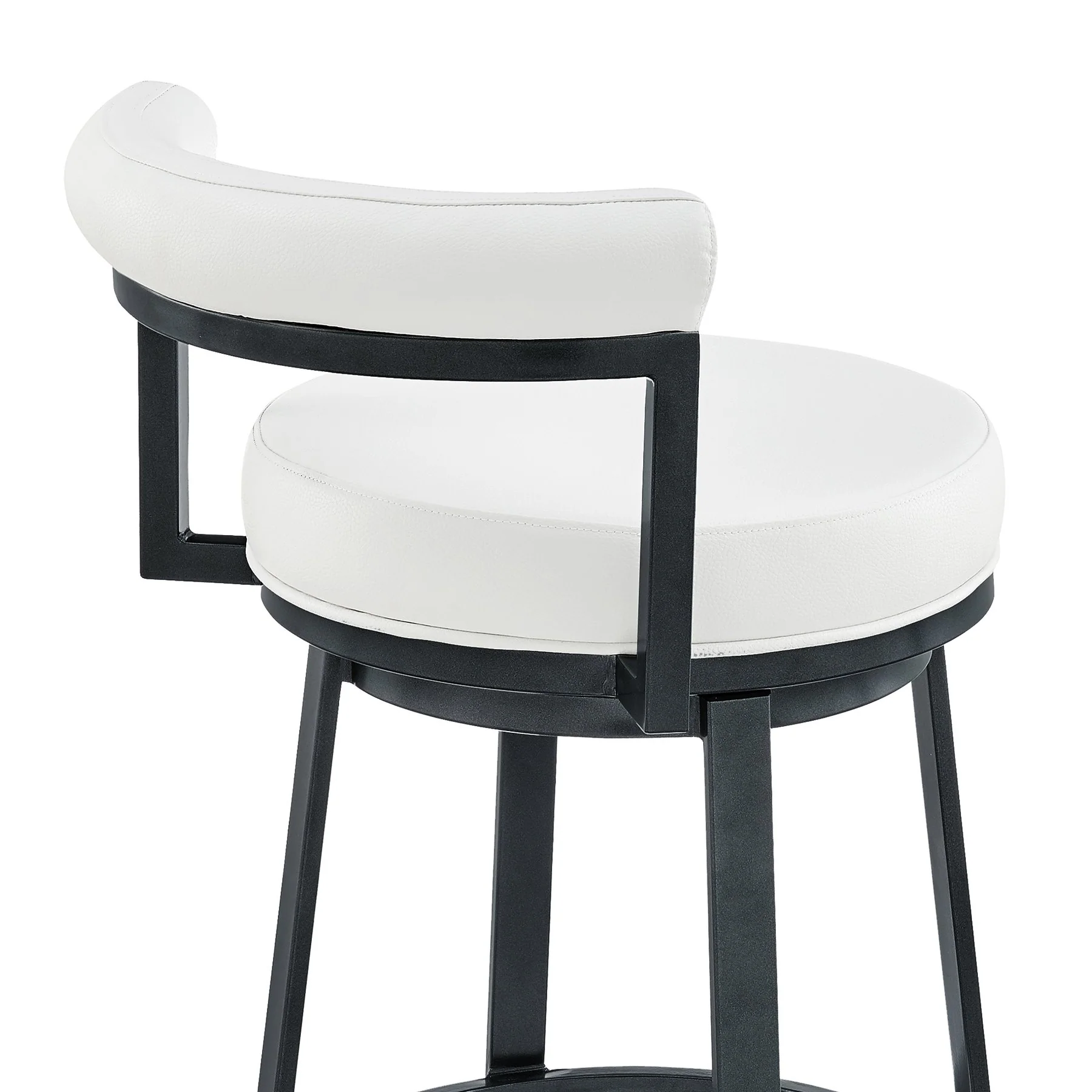 Reuben Swivel Counter or Bar Stool in Cloud Finish with White Faux Leather - Image 7