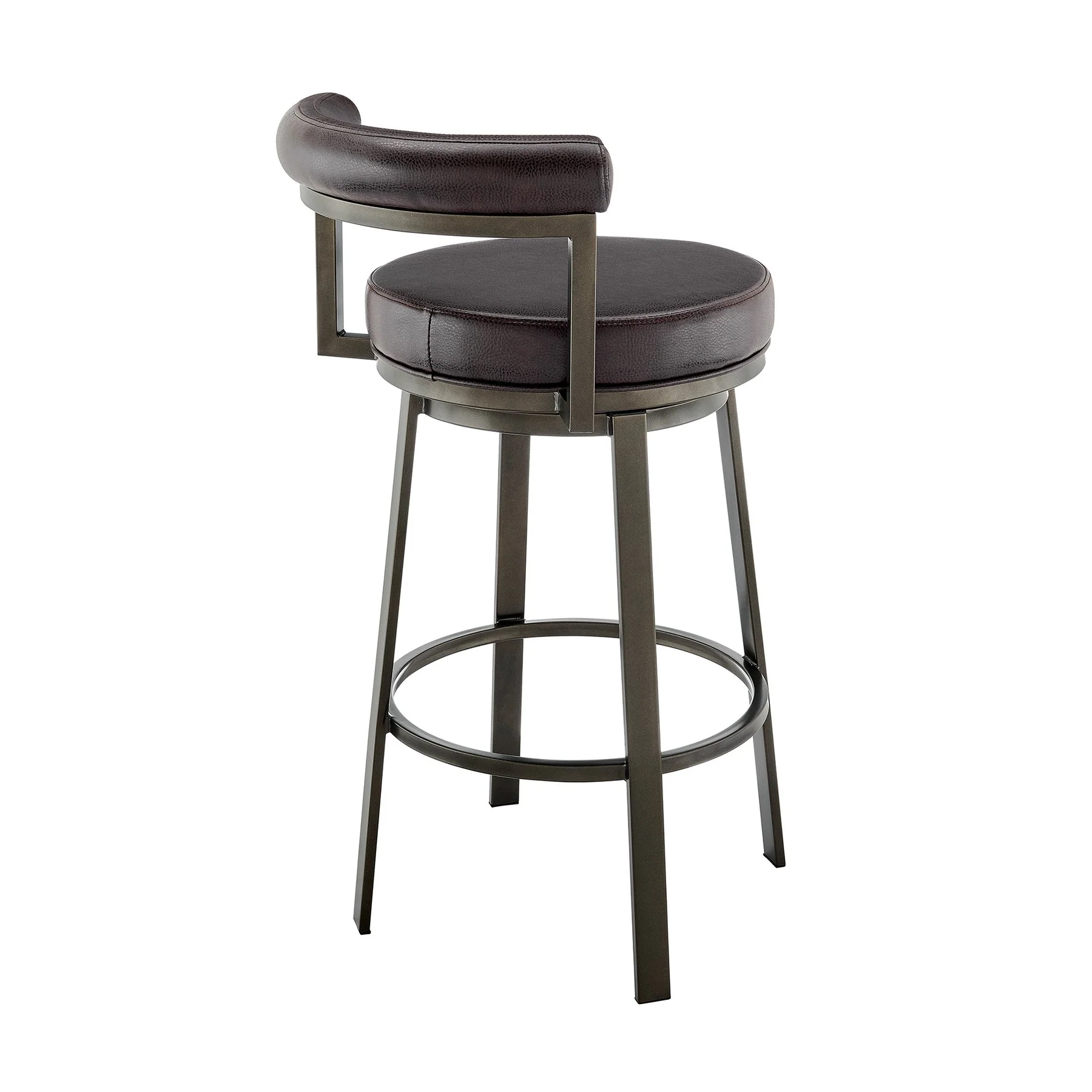Reuben Swivel Counter or Bar Stool in Mocha Finish with Brown Faux Leather - Image 4