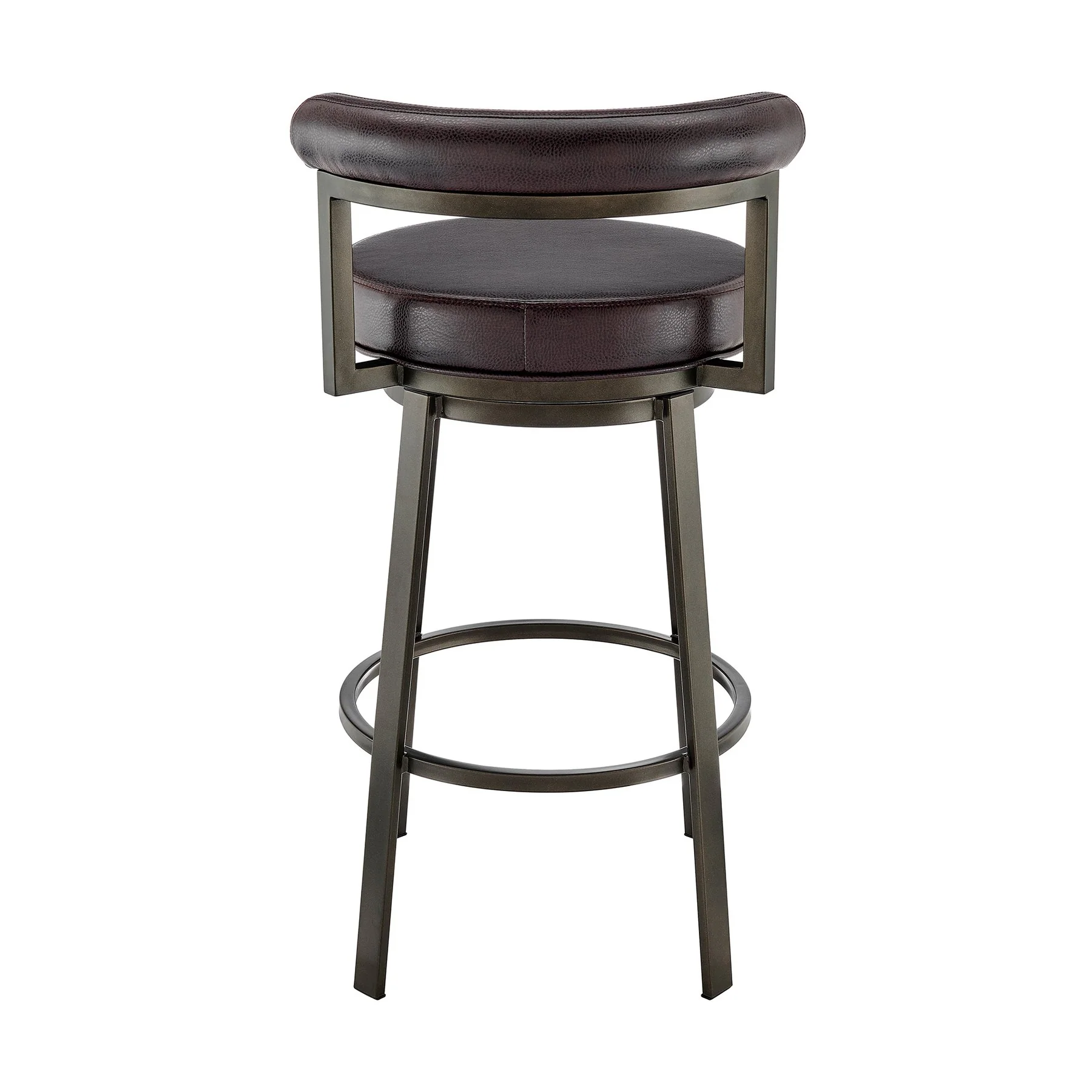 Reuben Swivel Counter or Bar Stool in Mocha Finish with Brown Faux Leather - Image 5