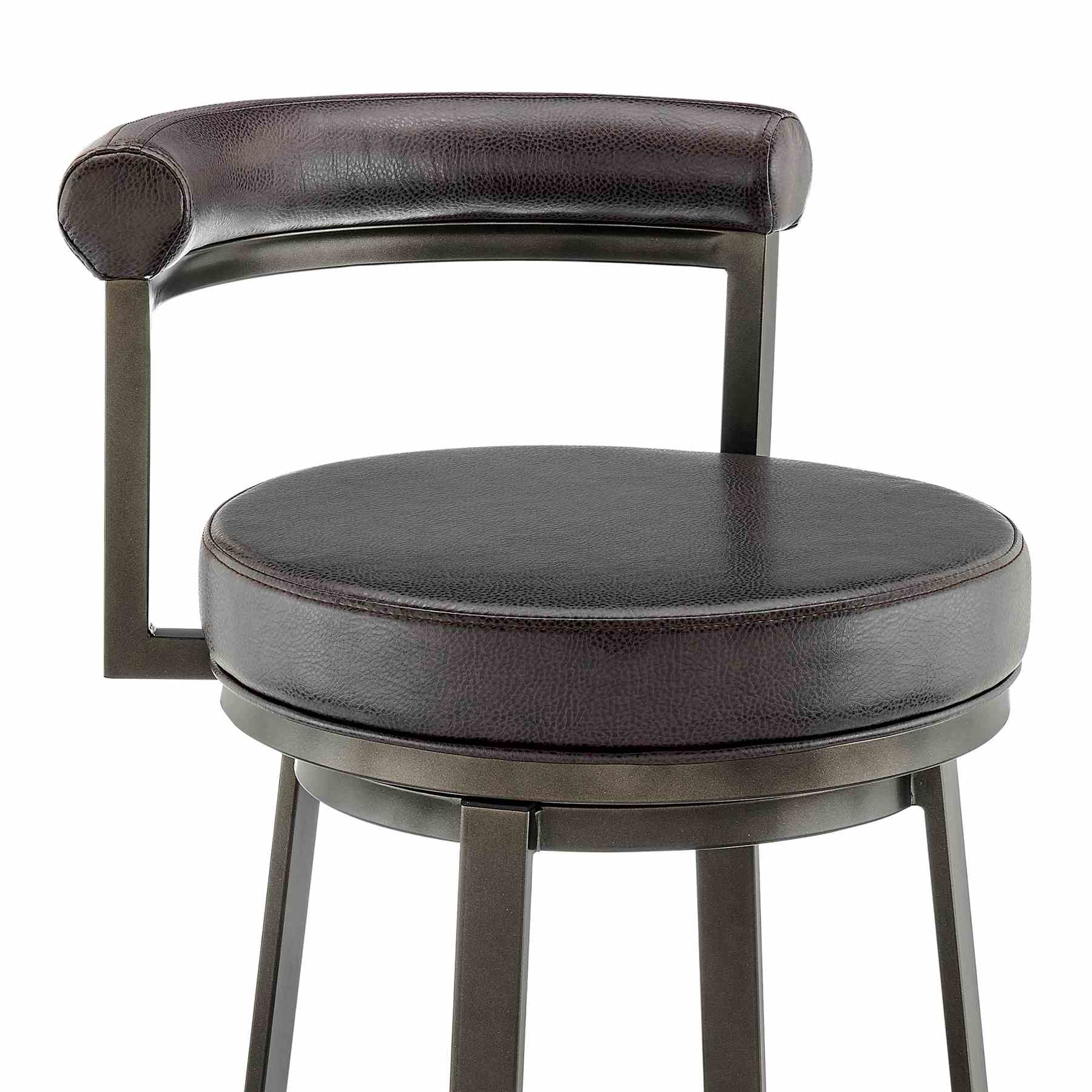 Reuben Swivel Counter or Bar Stool in Mocha Finish with Brown Faux Leather - Image 6