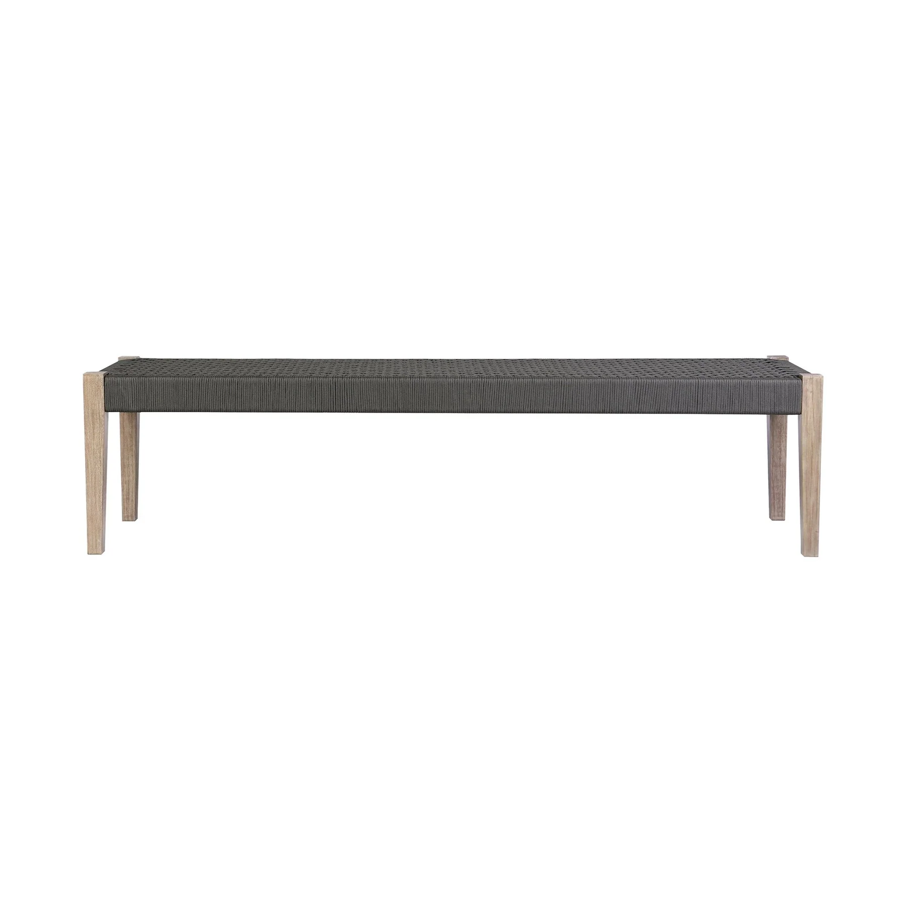 Rhett Indoor Outdoor Dining Bench in Eucalyptus Wood and Charcoal Rope - Image 2