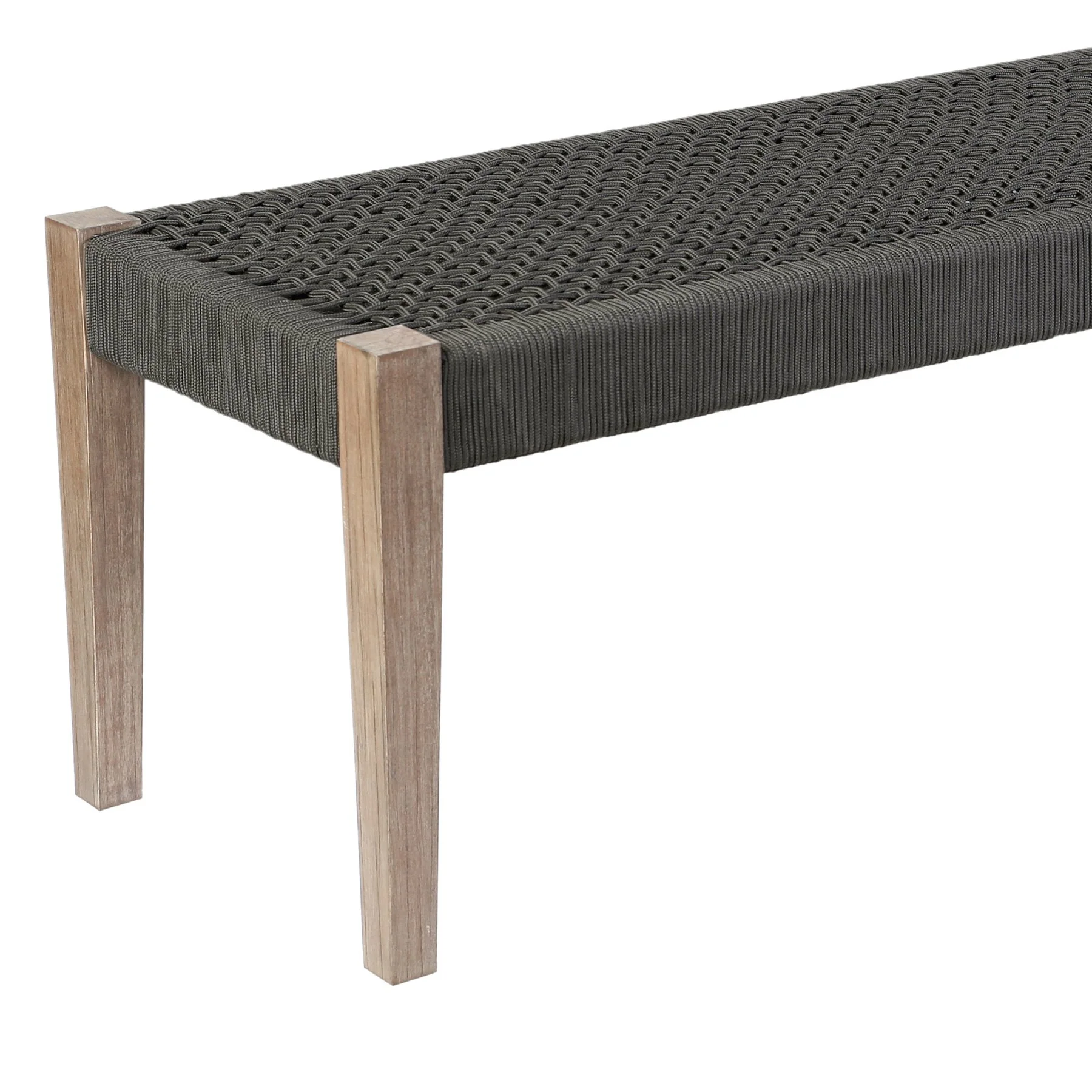 Rhett Indoor Outdoor Dining Bench in Eucalyptus Wood and Charcoal Rope - Image 3