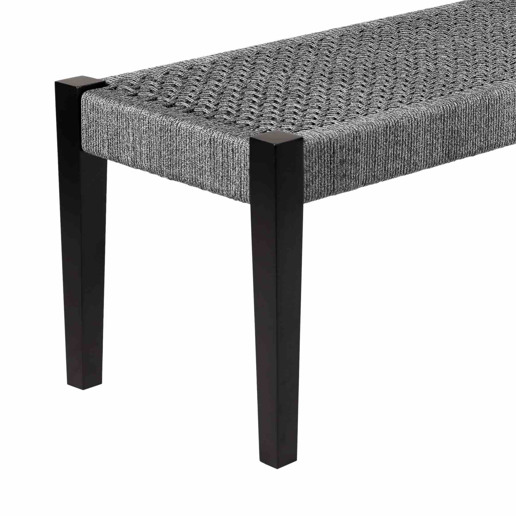Rhett Indoor Outdoor Dining Bench in Eucalyptus Wood and Gray Rope - Image 3