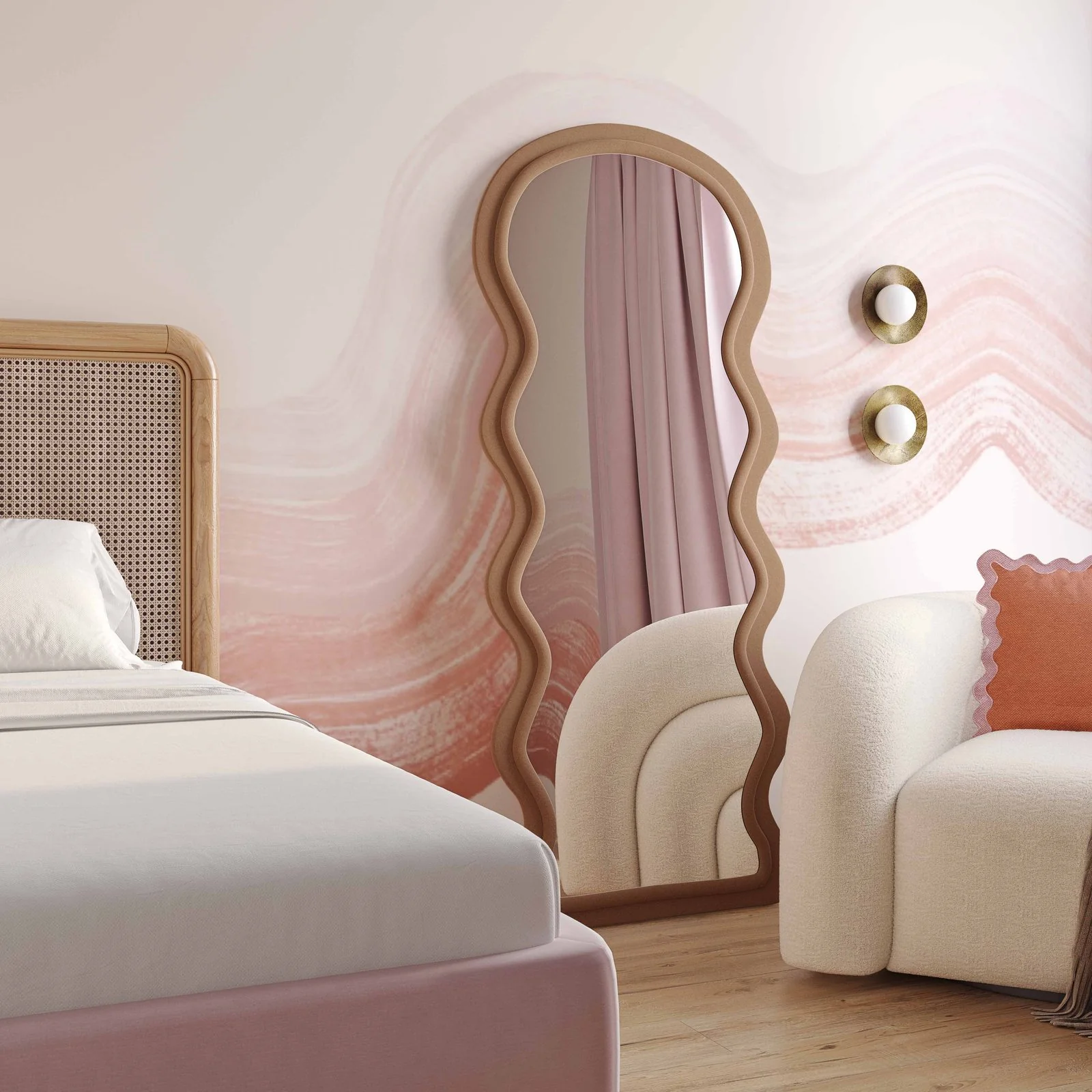 Rhodes Cinnamon Velvet 70 inch Floor Mirror - Image 2