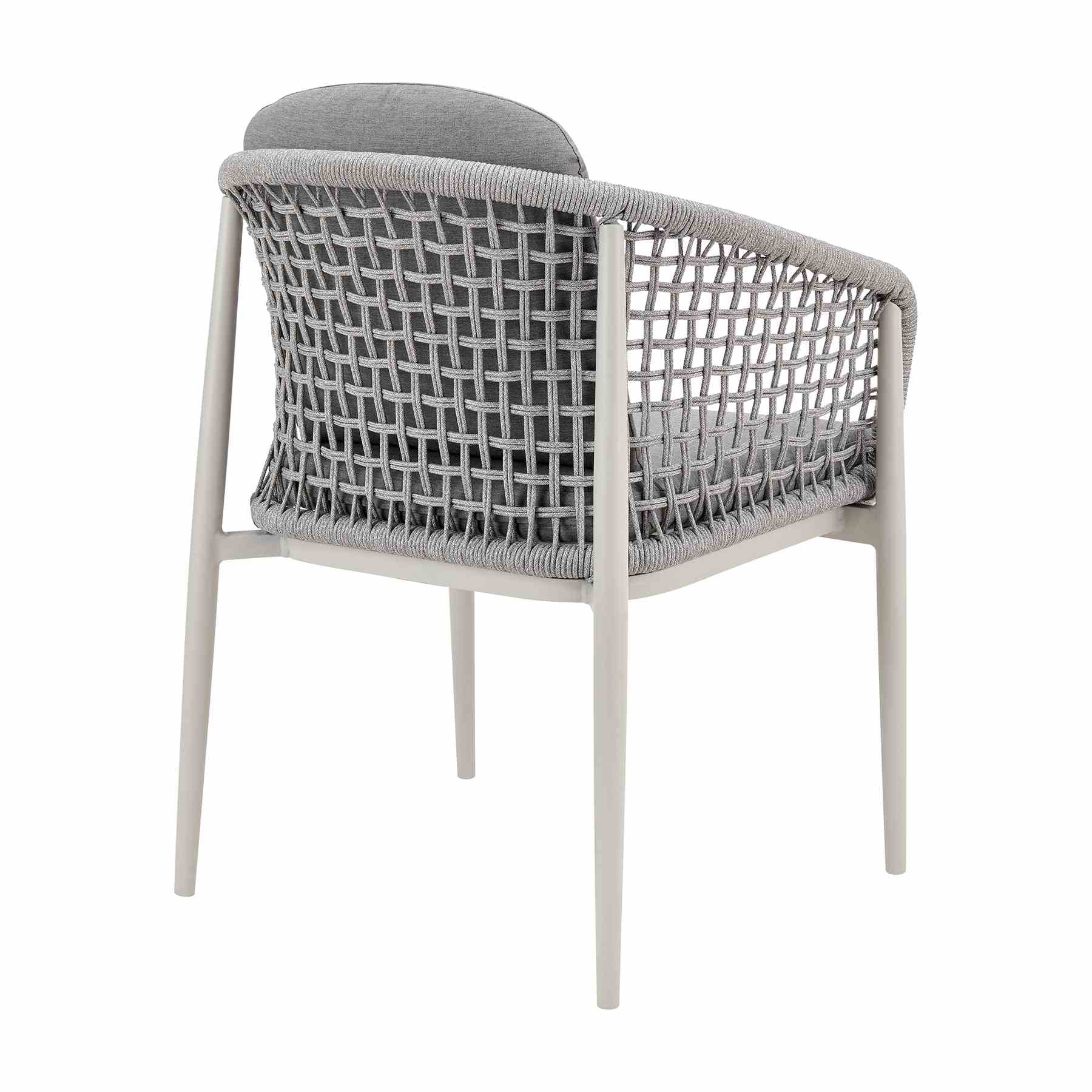 Rhodes Outdoor Patio 7 Piece Dining Set in Aluminum with Sintered Stone and Gray Cushions - Image 3