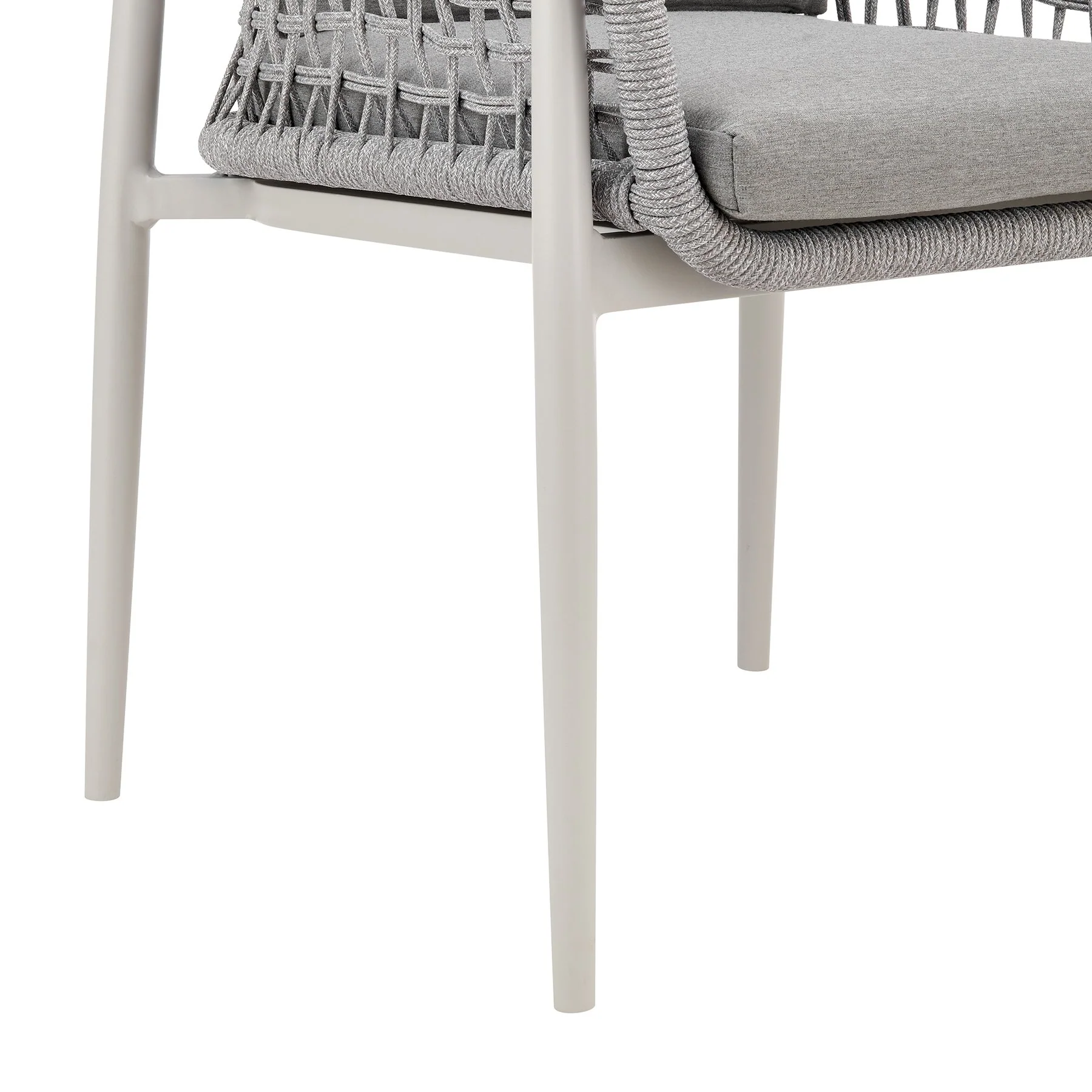 Rhodes Outdoor Patio 7 Piece Dining Set in Aluminum with Sintered Stone and Gray Cushions - Image 7