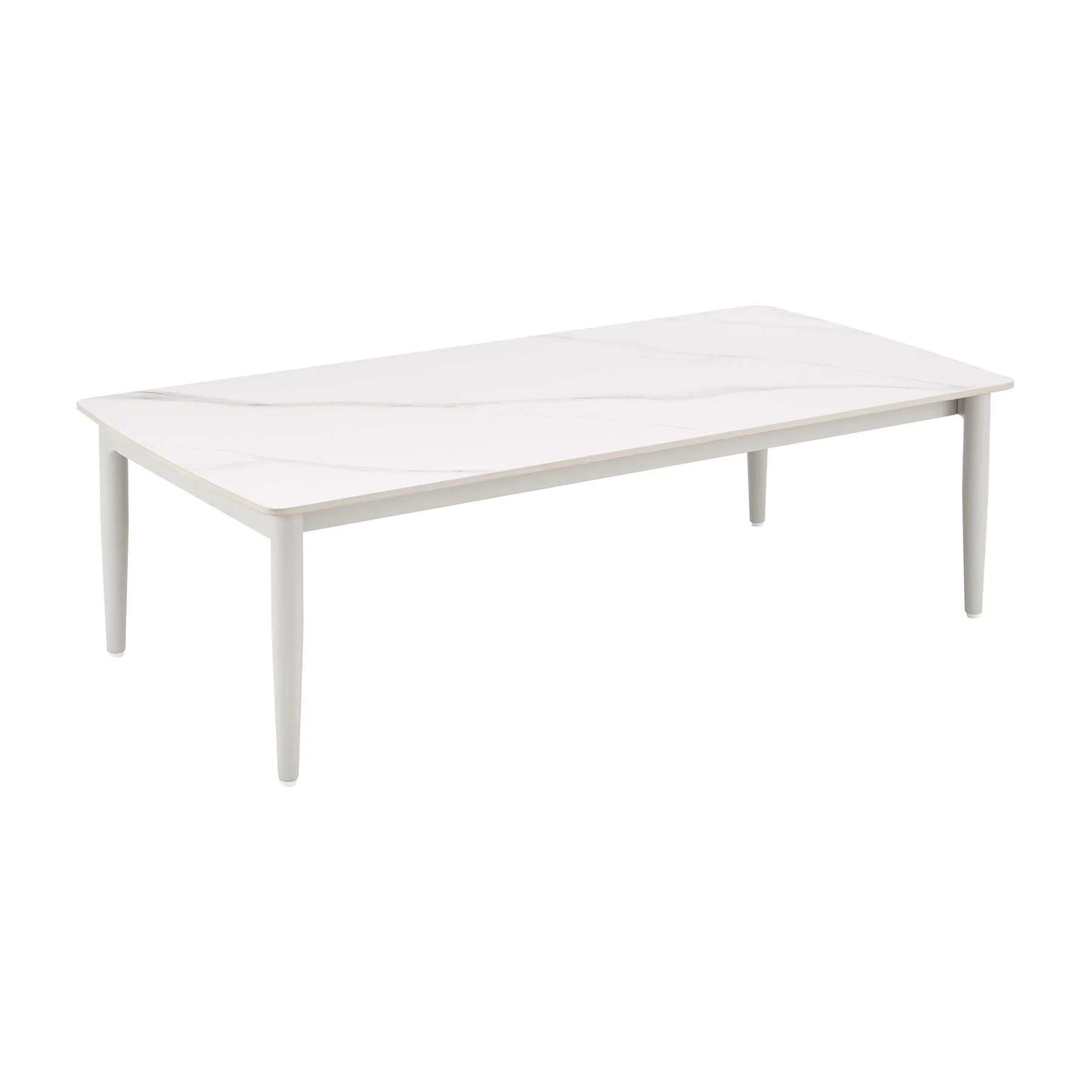 Rhodes Outdoor Patio Rectangular Coffee Table in Snowy Sintered Stone and Porcelain Finish - Image 2