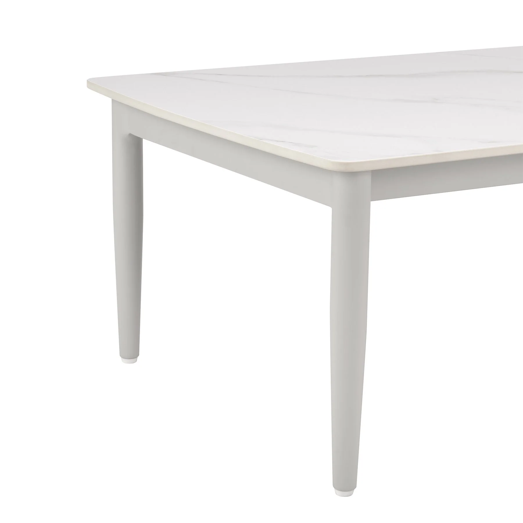 Rhodes Outdoor Patio Rectangular Coffee Table in Snowy Sintered Stone and Porcelain Finish - Image 3