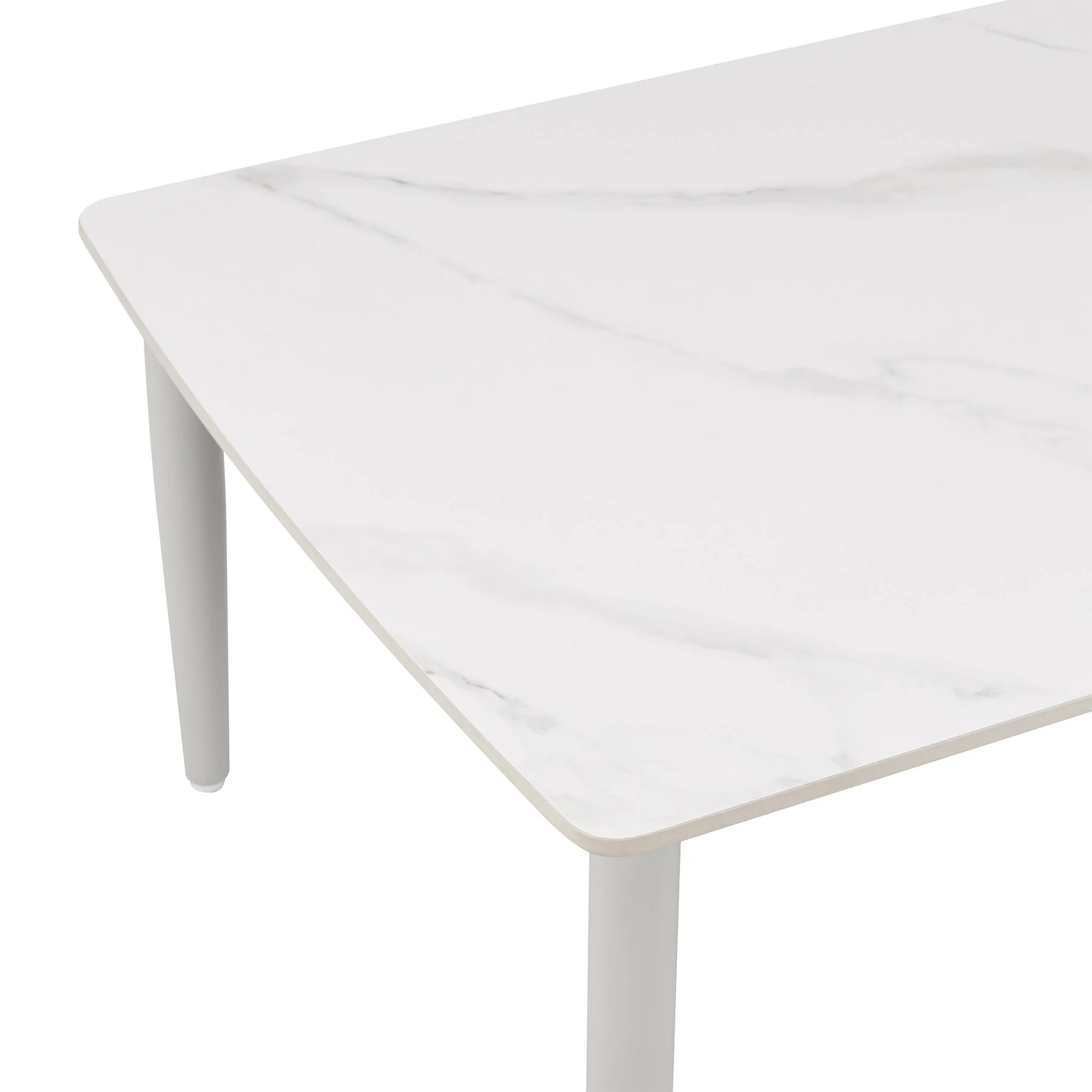 Rhodes Outdoor Patio Rectangular Coffee Table in Snowy Sintered Stone and Porcelain Finish - Image 4