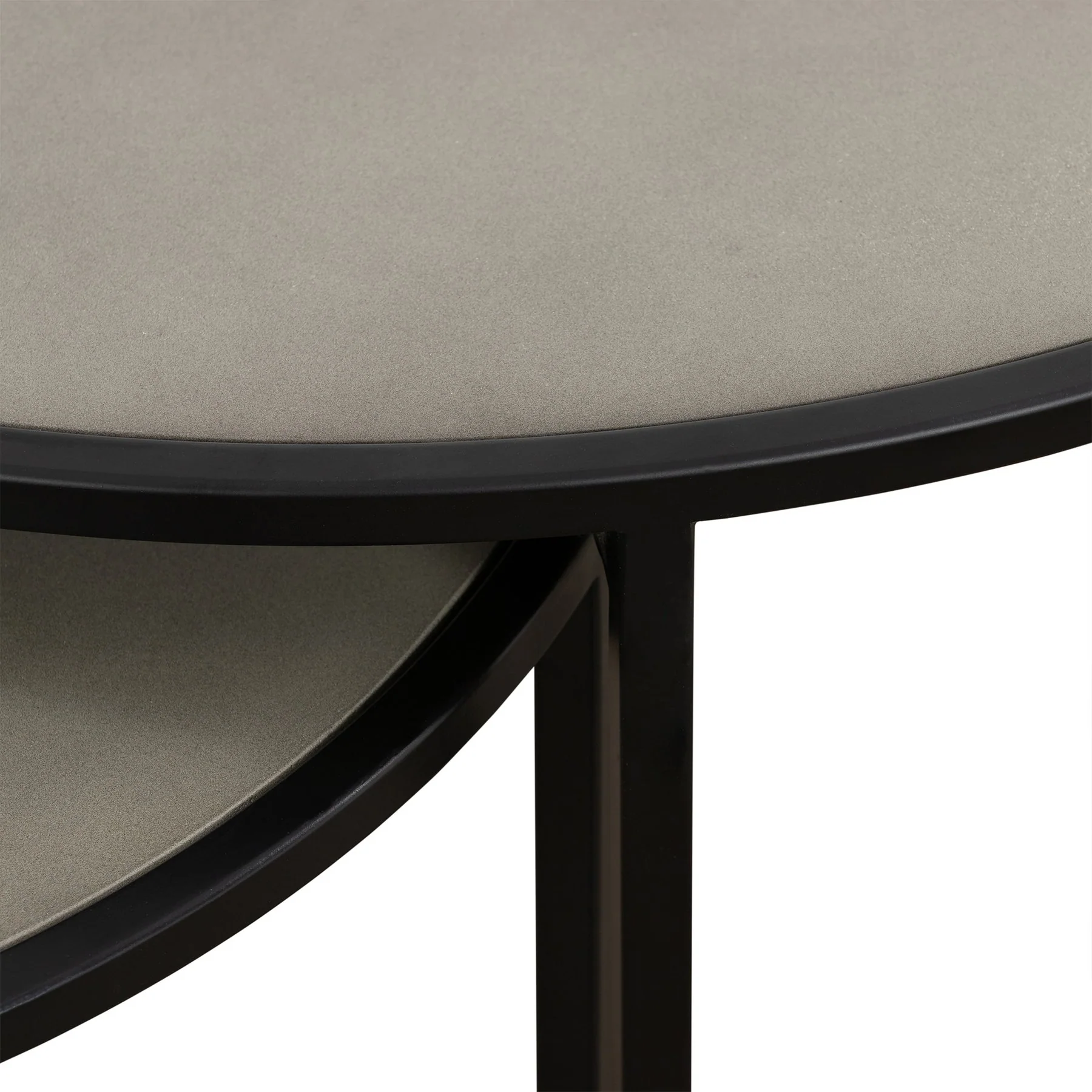 Rina Concrete and Black Metal 2 Piece Nesting Coffee Table Set - Image 5