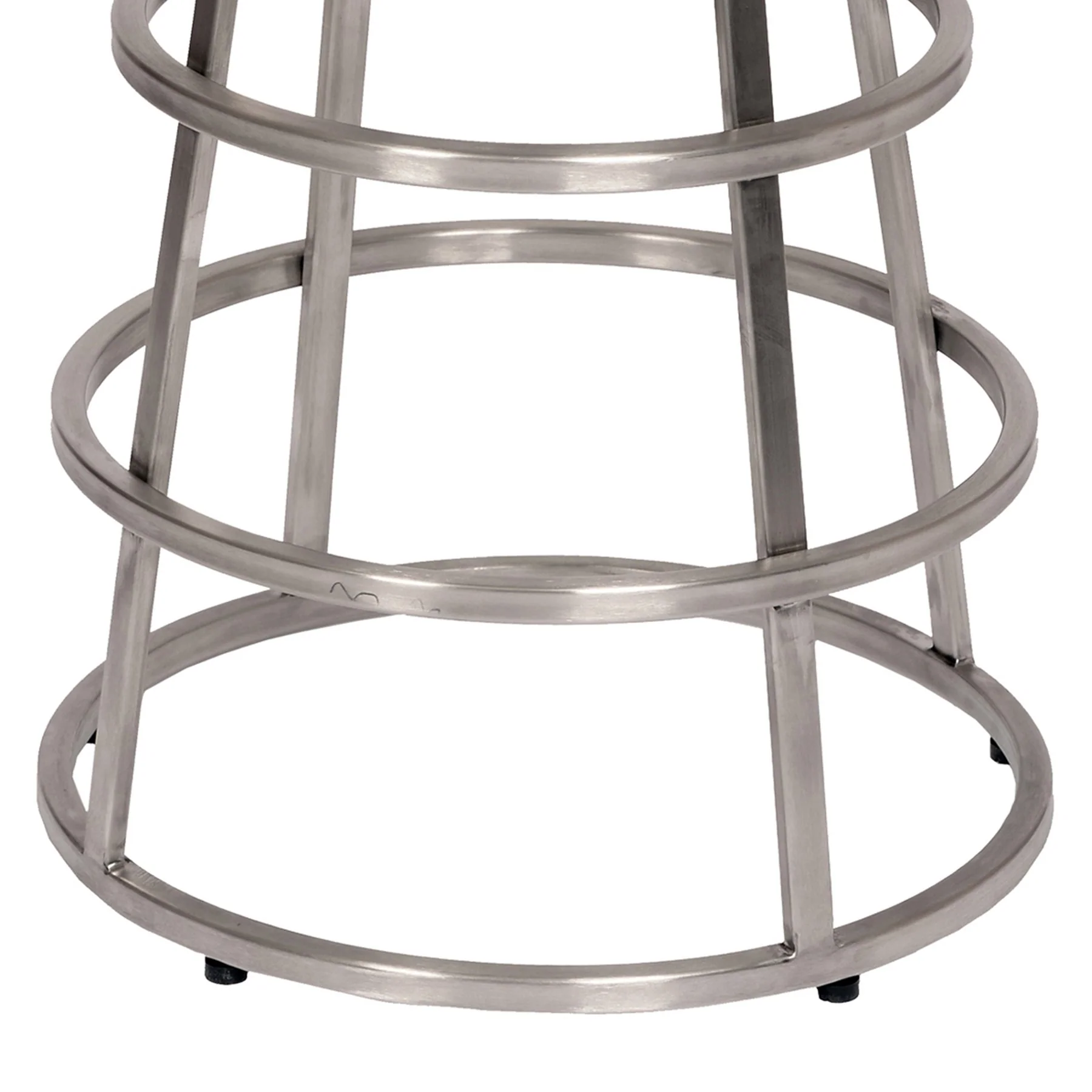 Ringo 26" Backless Brushed Stainless Steel Barstool in Gray Faux Leather - Image 3