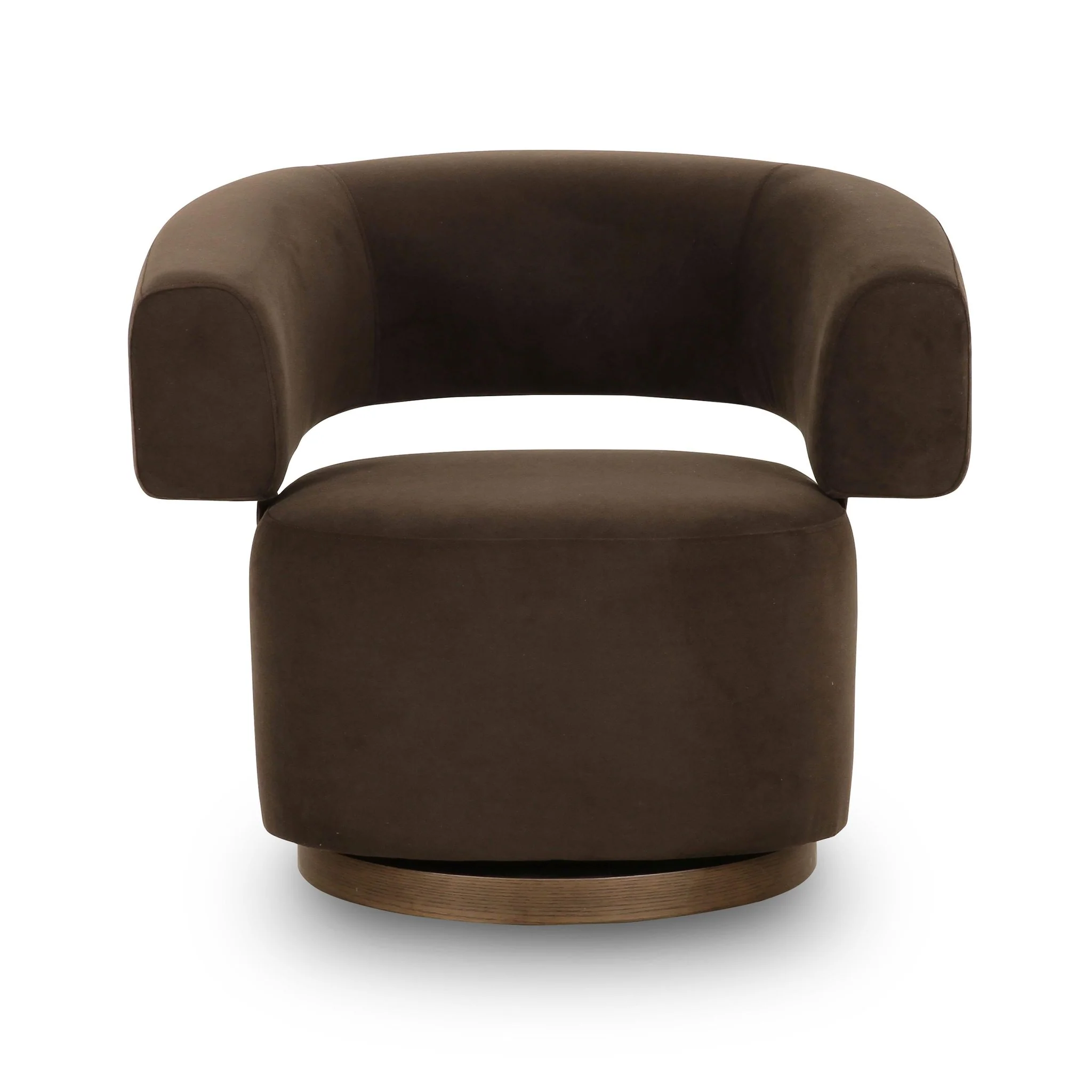 River Chocolate Brown Performance Velvet Swivel Accent Chair - Image 3