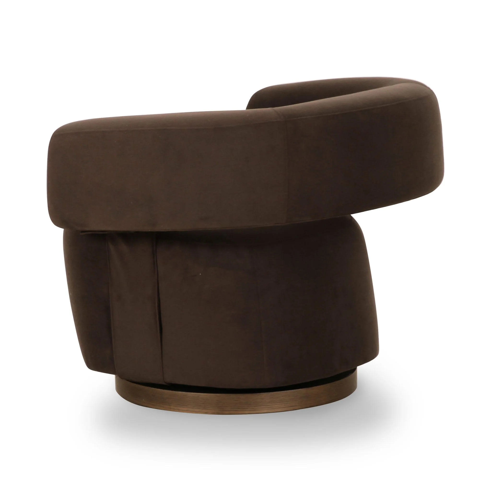River Chocolate Brown Performance Velvet Swivel Accent Chair - Image 4