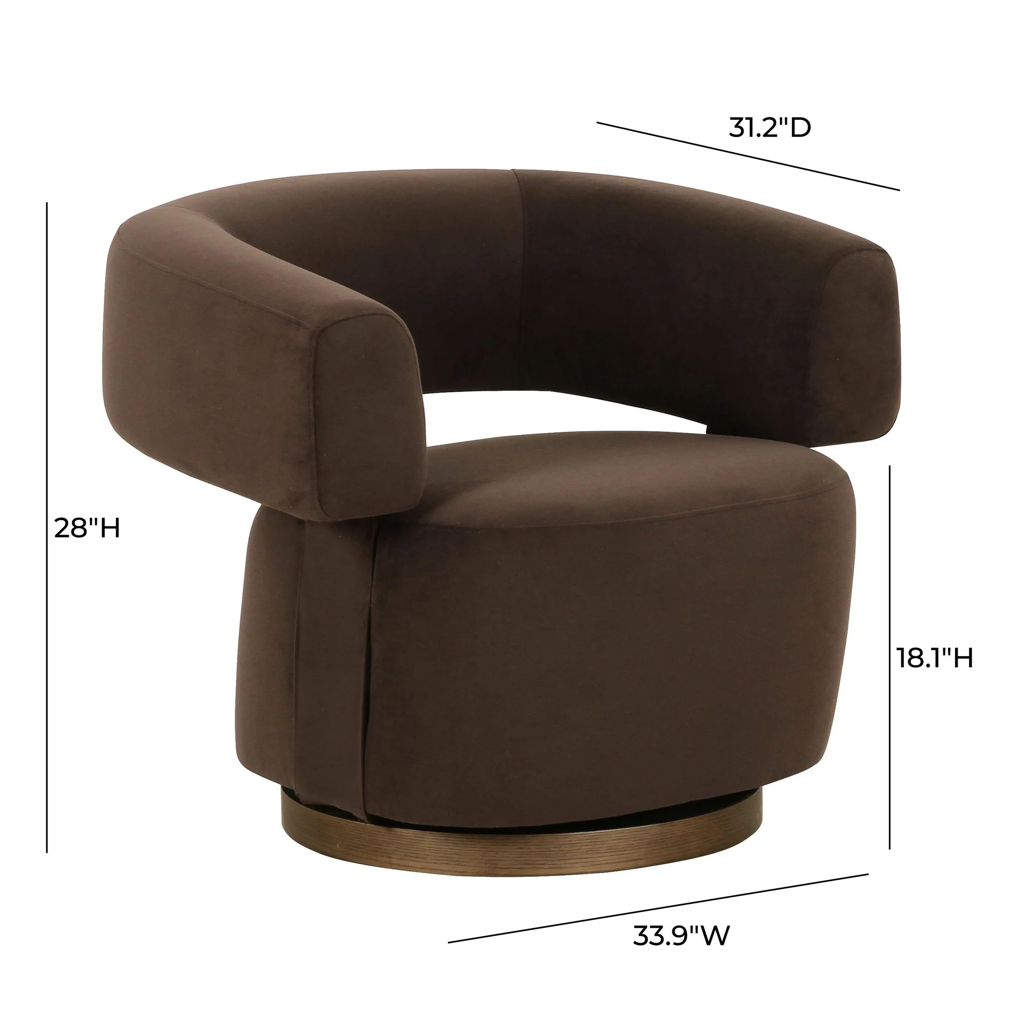 River Chocolate Brown Performance Velvet Swivel Accent Chair - Image 6