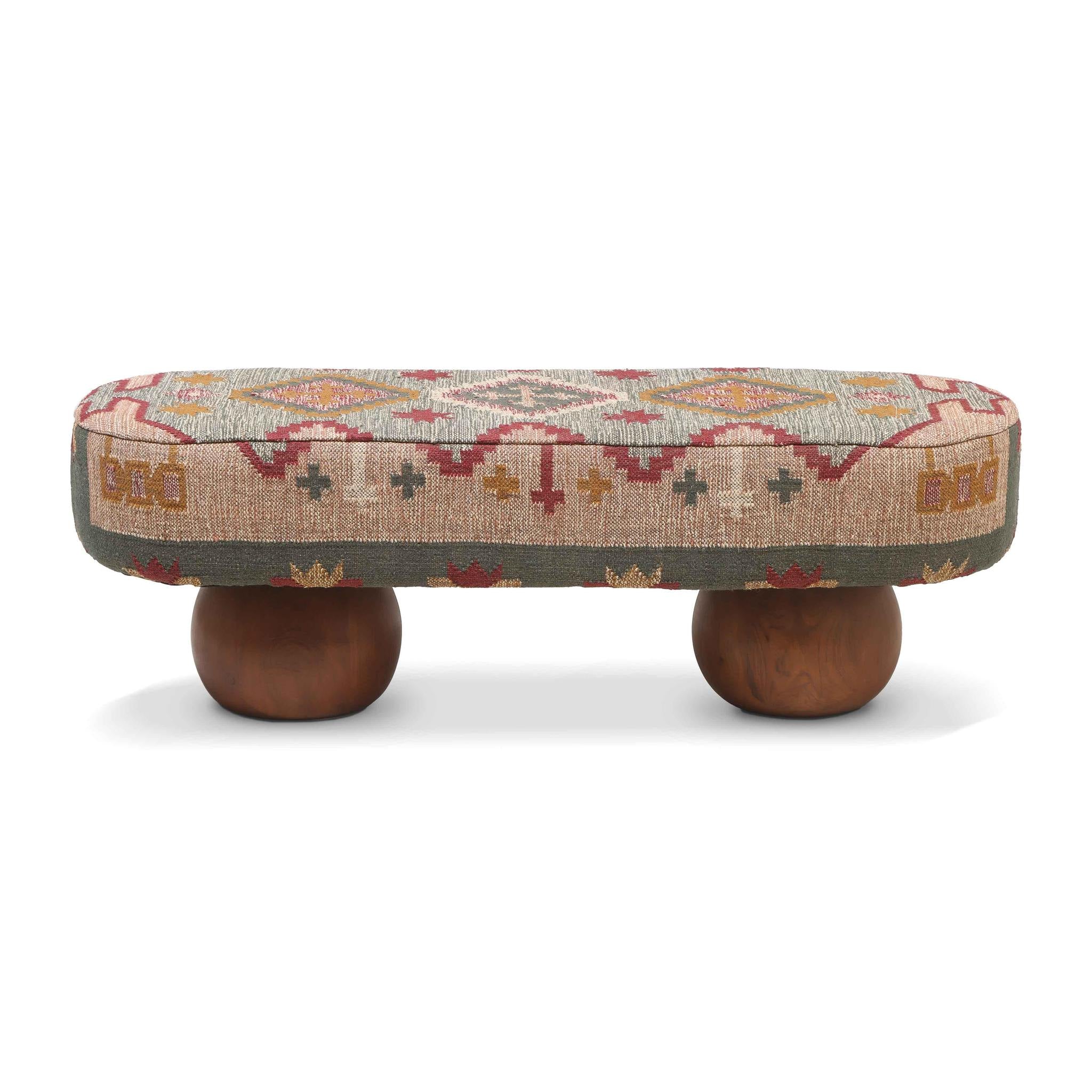 Rizi Textured Wool Upholstered Bench - Image 3