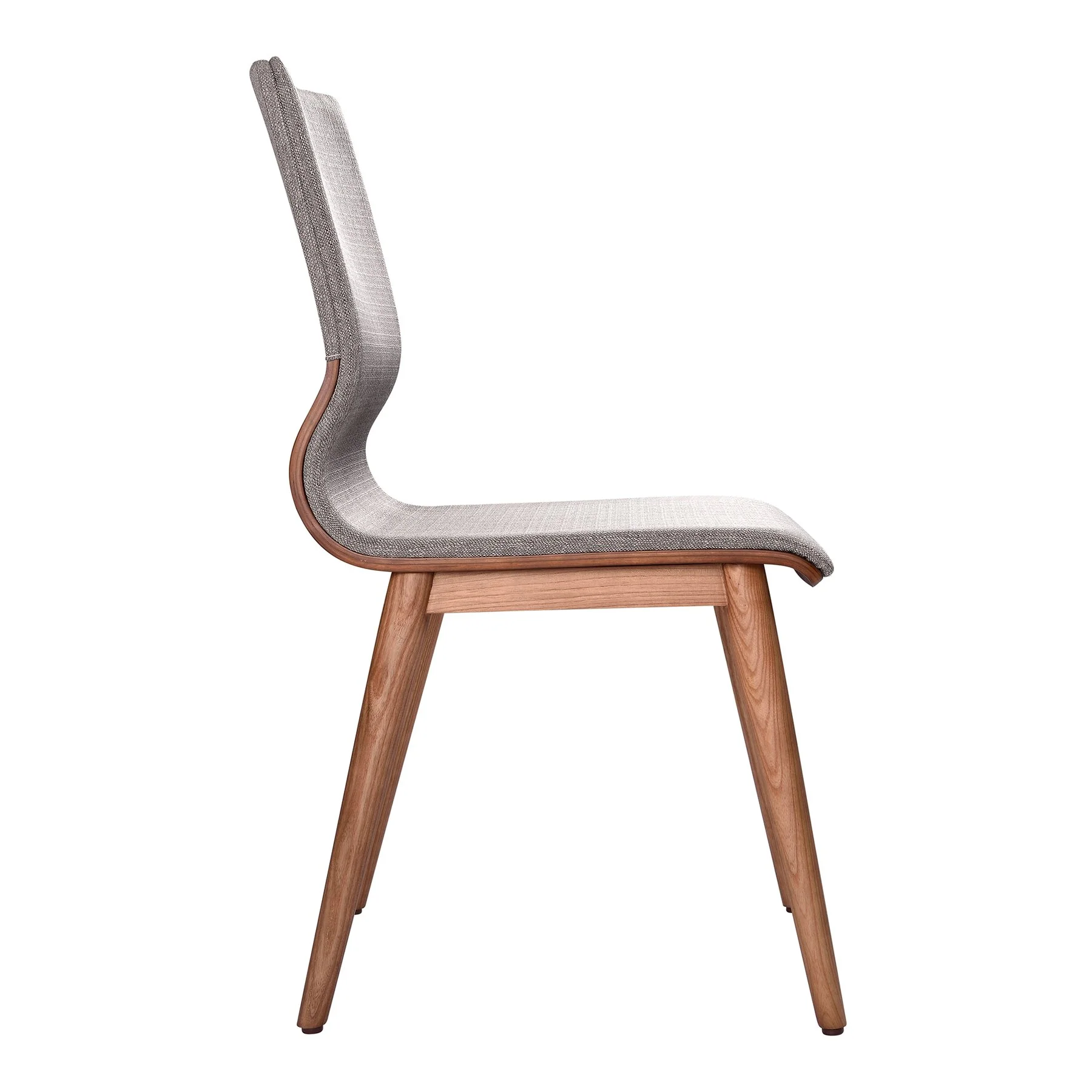 Robin Mid-Century Dining Chair in Walnut Finish and Gray Fabric - Set of 2 - Image 4