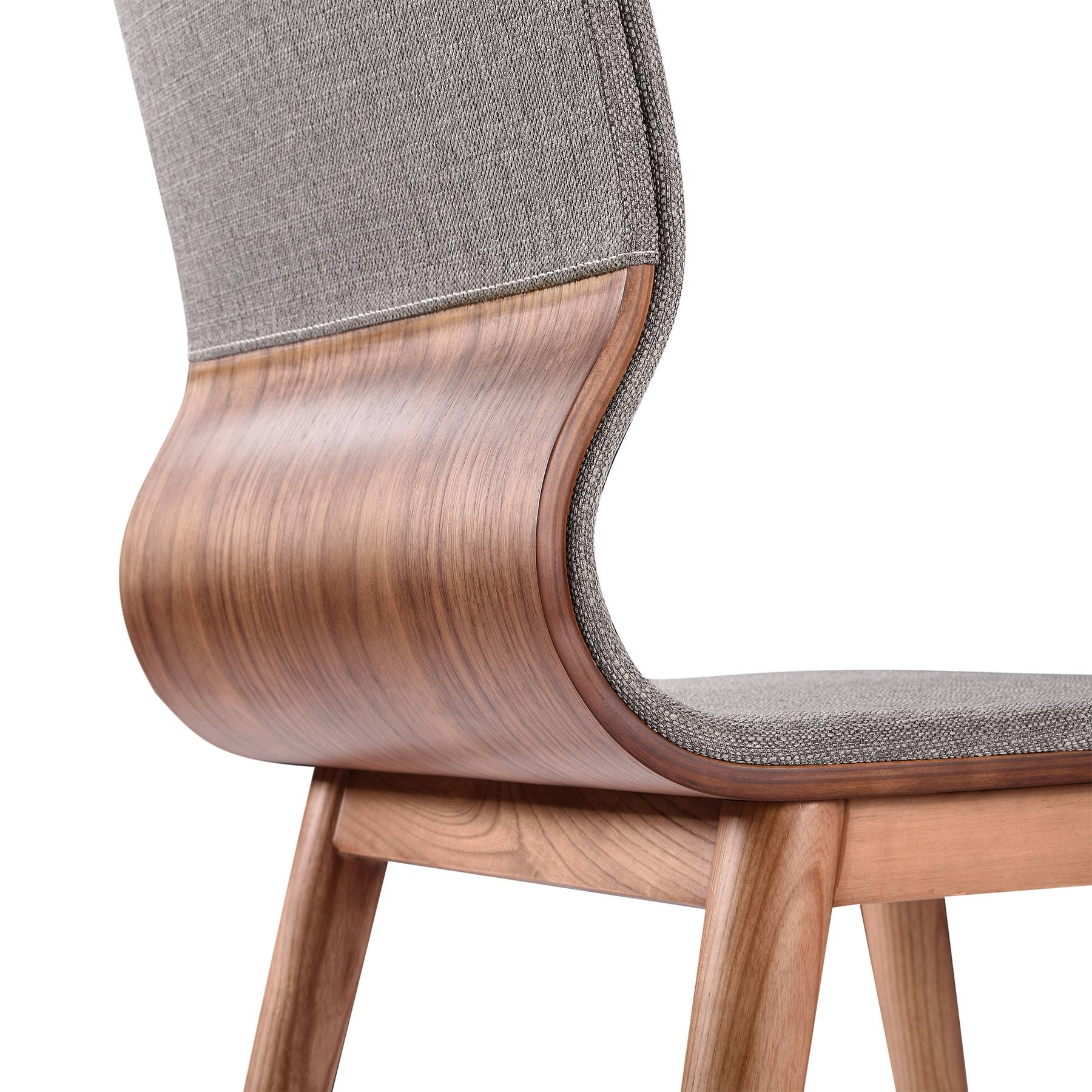Robin Mid-Century Dining Chair in Walnut Finish and Gray Fabric - Set of 2 - Image 8