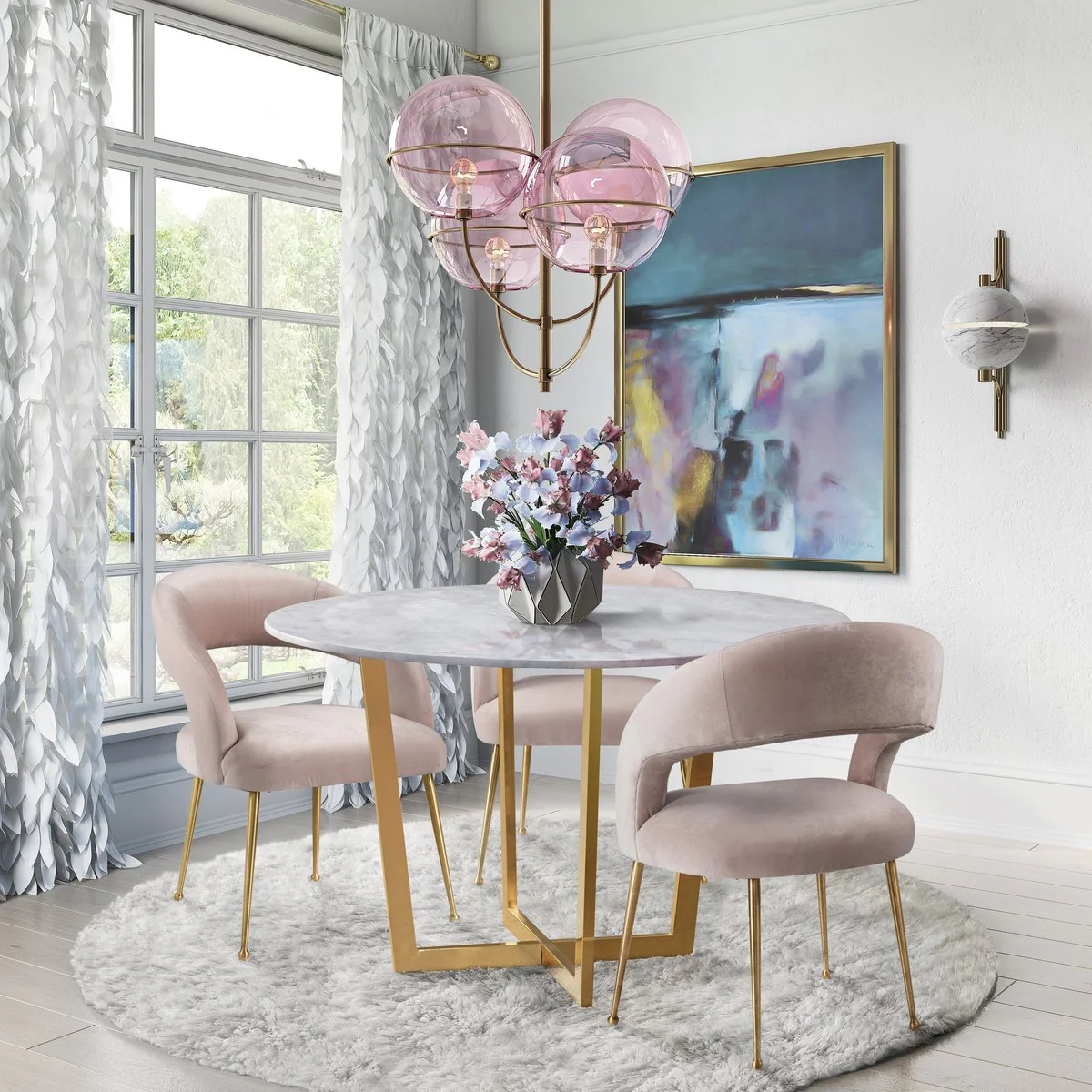 Rocco Blush Velvet Dining Chair - Image 2