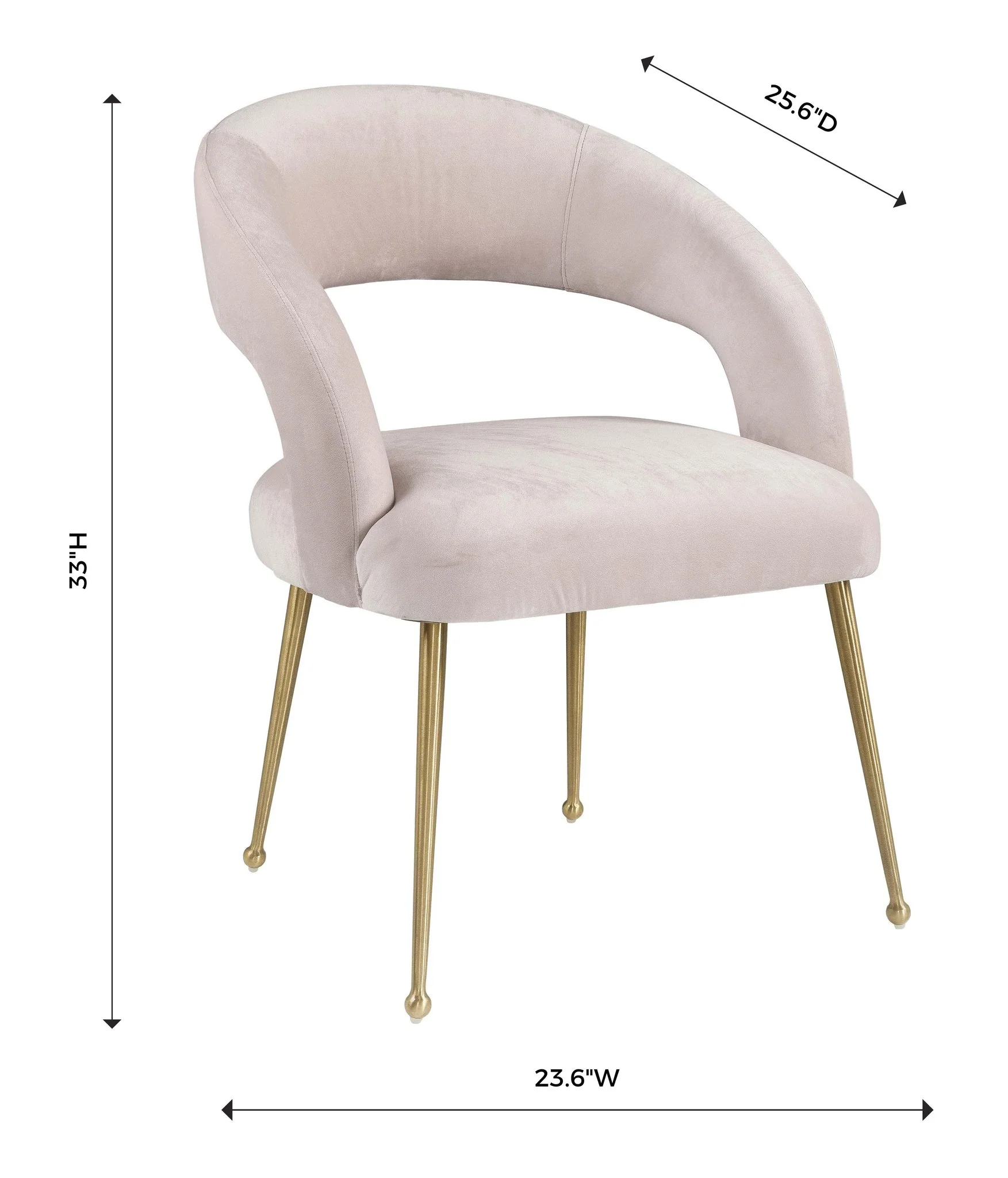 Rocco Blush Velvet Dining Chair - Image 6