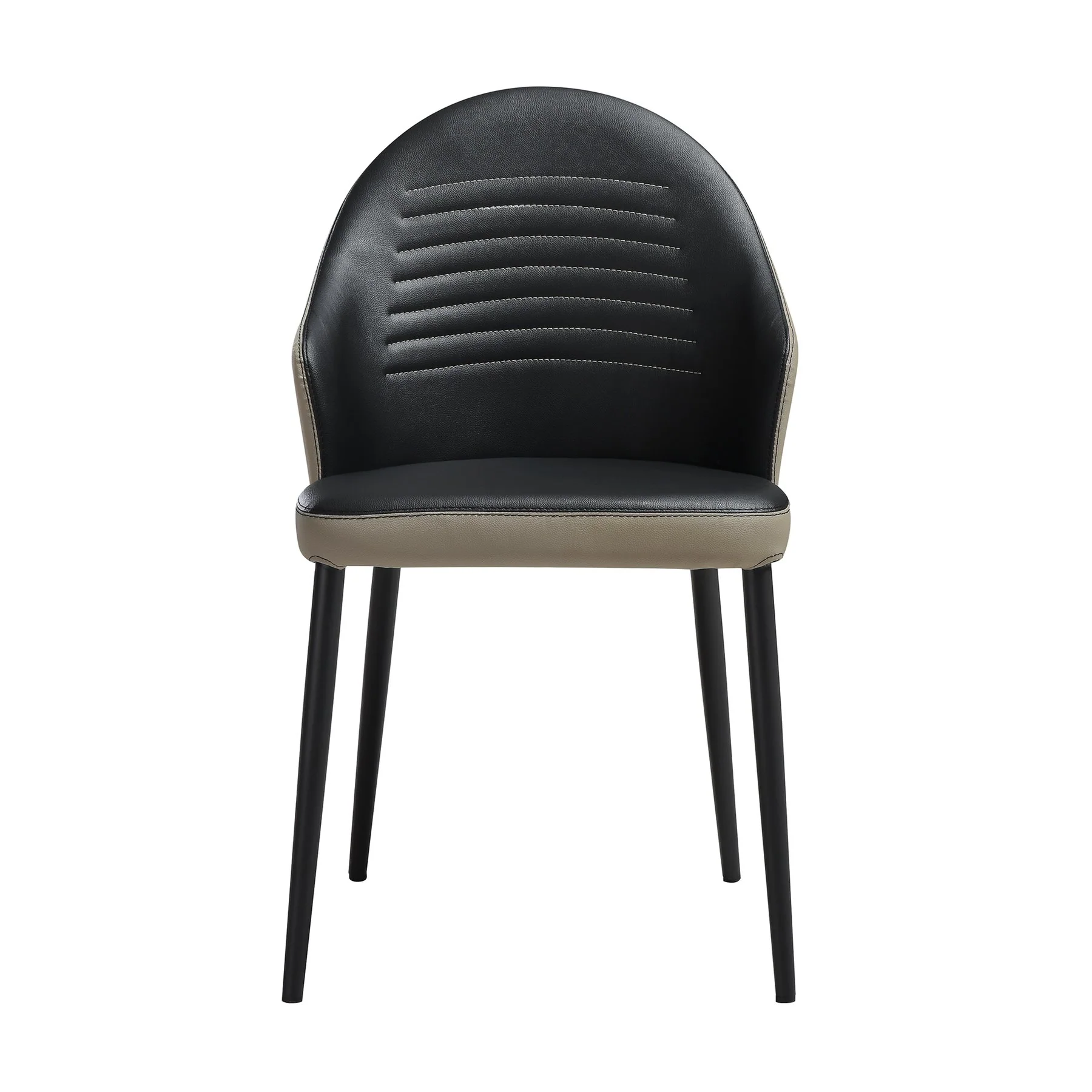 Rocco Upholstered Dining Chair in Taupe Gray and Black Faux Leather with Black Metal Legs - Set of 2 - Image 3