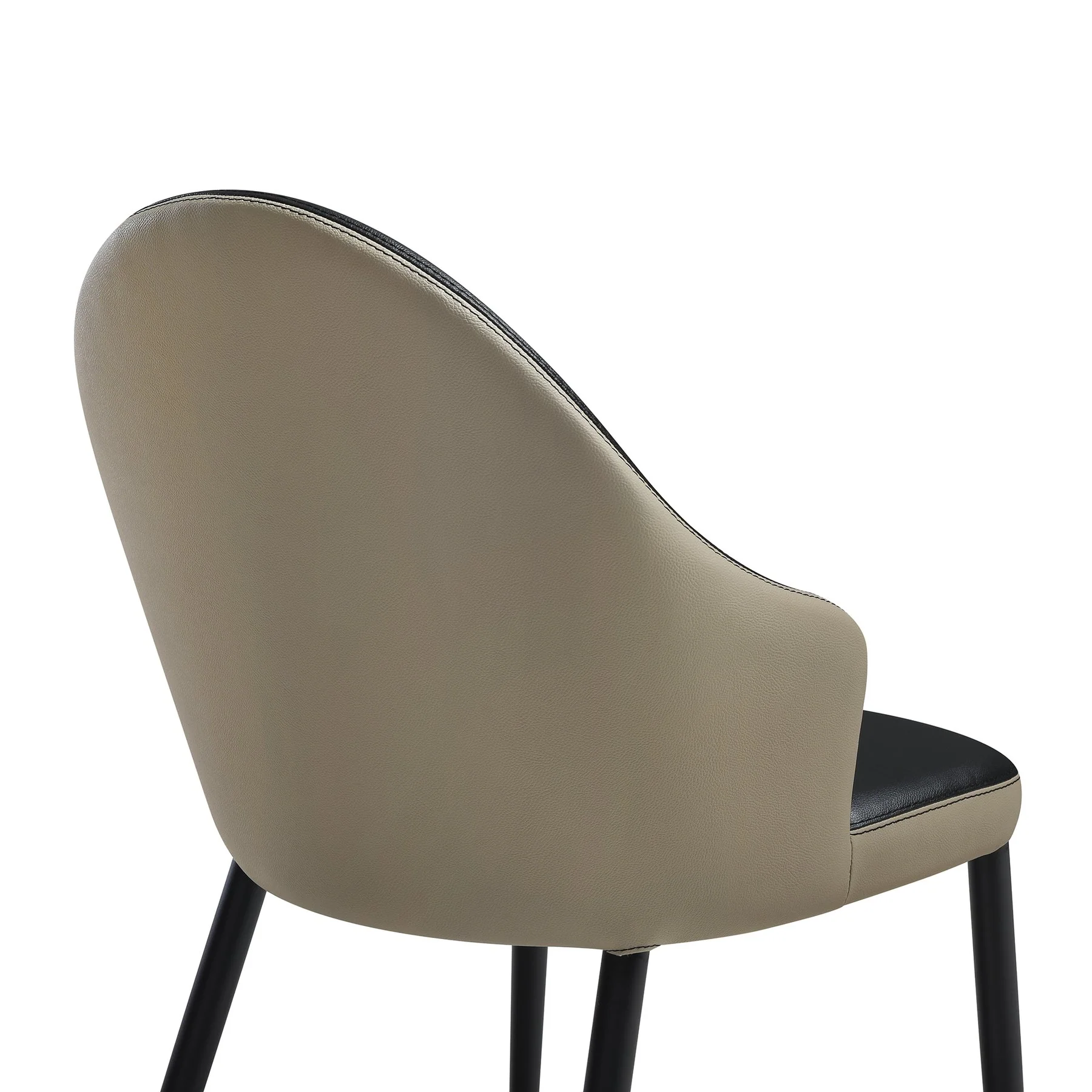 Rocco Upholstered Dining Chair in Taupe Gray and Black Faux Leather with Black Metal Legs - Set of 2 - Image 7